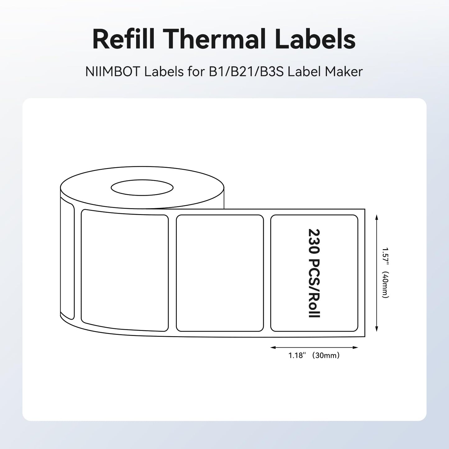 Storage Bin Labels for NIIMBOT B1 B21 B3S, 1.57'' x 1.18'' (40x30mm) Kitchen Labels for Containers, Waterproof, Oil-Proof and Tear-Proof Thermal Printer Labels 40x30mm-white