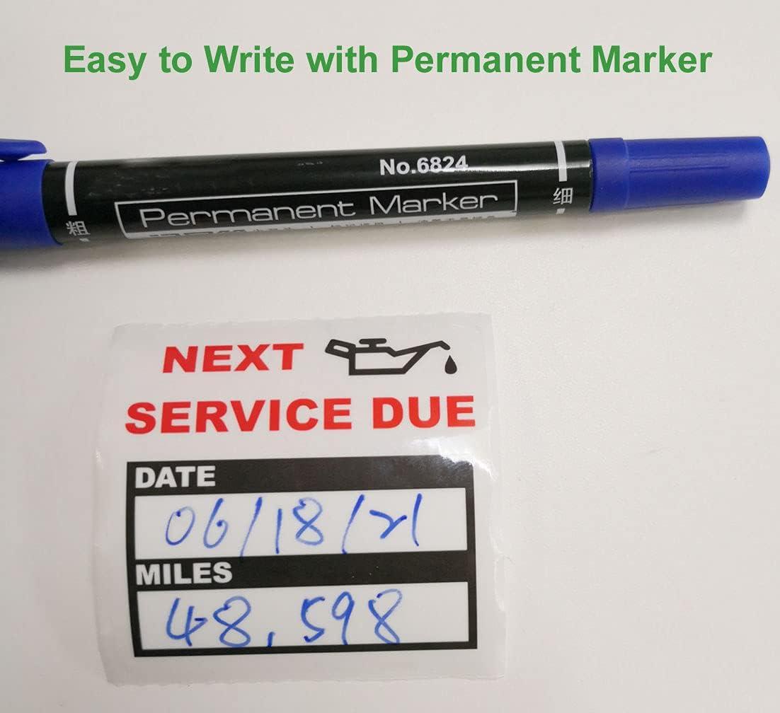200 Count Clear Oil Change Stickers, 2 X 2 Inches Removable Auto Maintenance Next Service Due Reminder Labels in Roll with Perforation Line