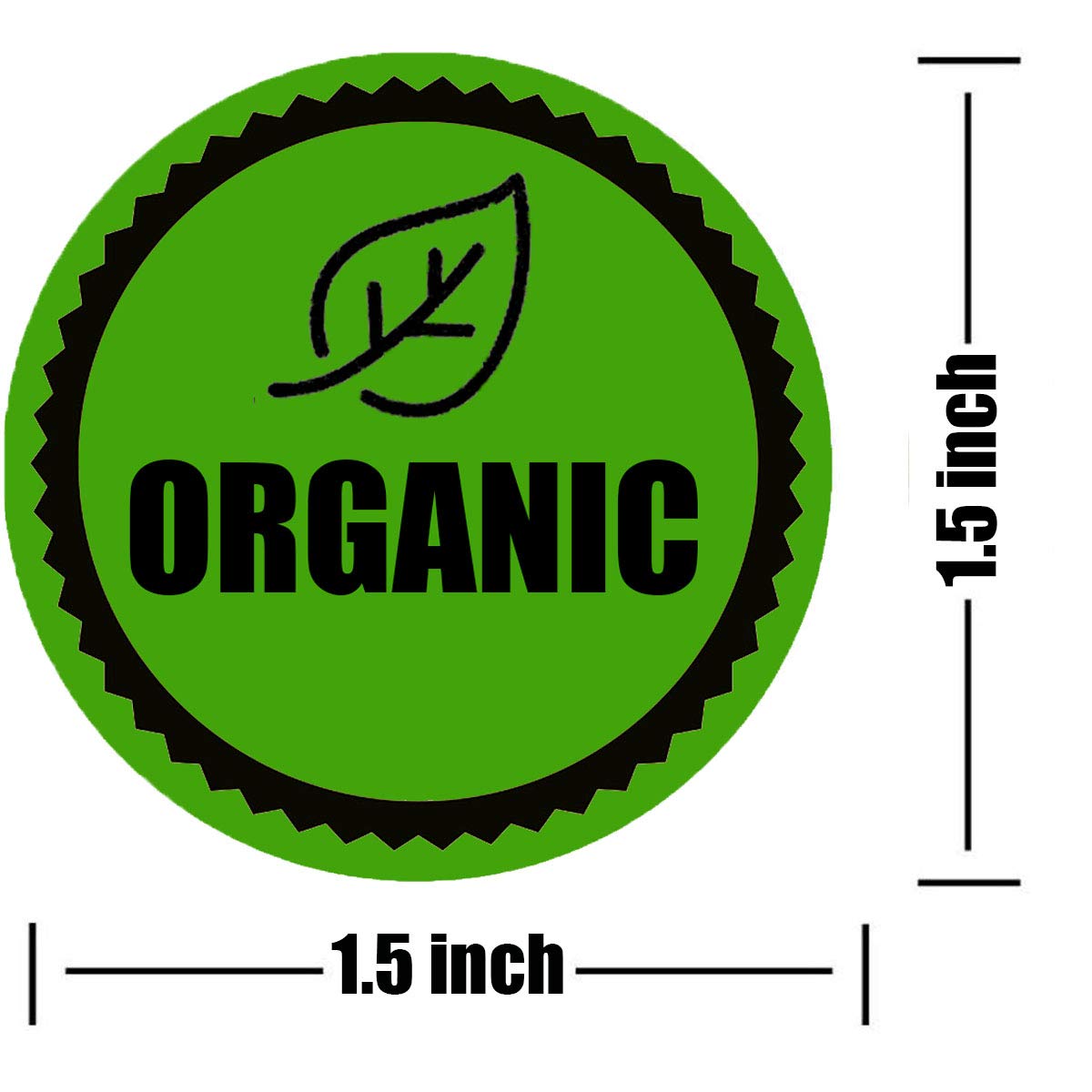 Organic Food Rotation Labels - 1.5 Inch Adhesive Round Circle Dots, 500 Labels Per Roll