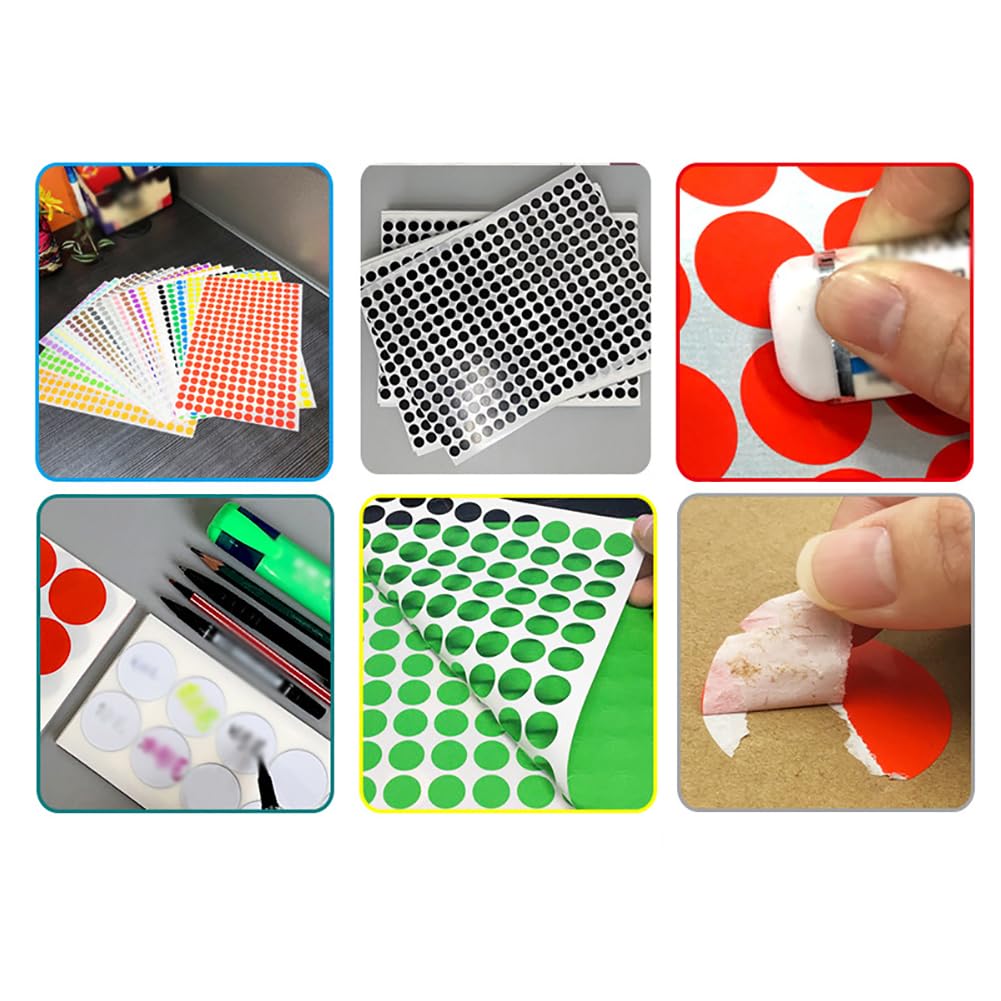 4500 Pcs 6mm Colored Dot Stickers Adhesive Color Code Stickers Small Circle Stickers Color Coding Labels Round Stickers Labels Garage Sale Price Stickers White