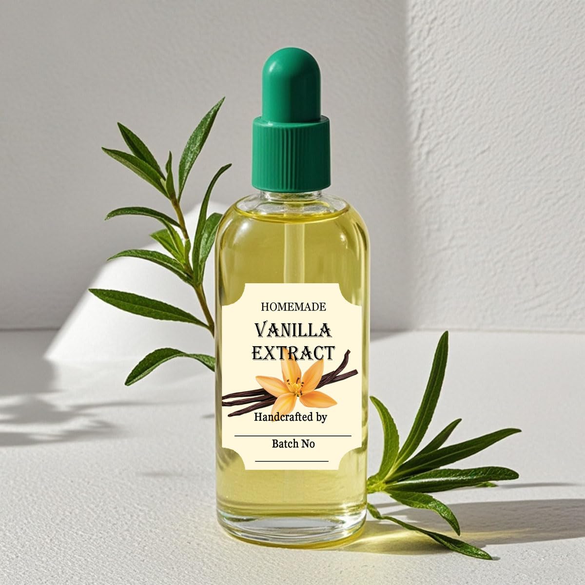 40 Pcs Vanilla Extract Labels 2 * 3 Inch Handmade Stickers for Homemade Honeys or Extracts, Handcrafted Bottles, Bottle Label