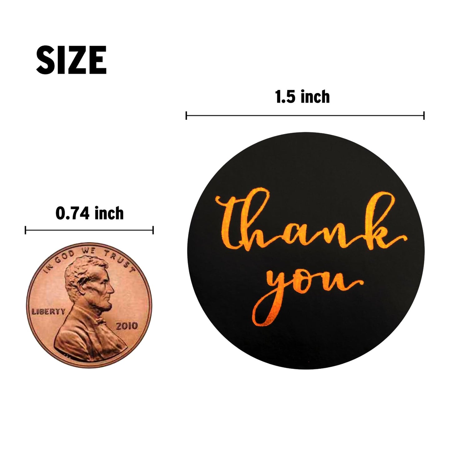 1.5'' Thank You Stickers, Adhesive Gold Font Thank You Stickers Labels, Round Small Business Stickers, Ideal for Bakery, Boutiques,Retailers & Small Business Owners, 500 Labels Per Roll
