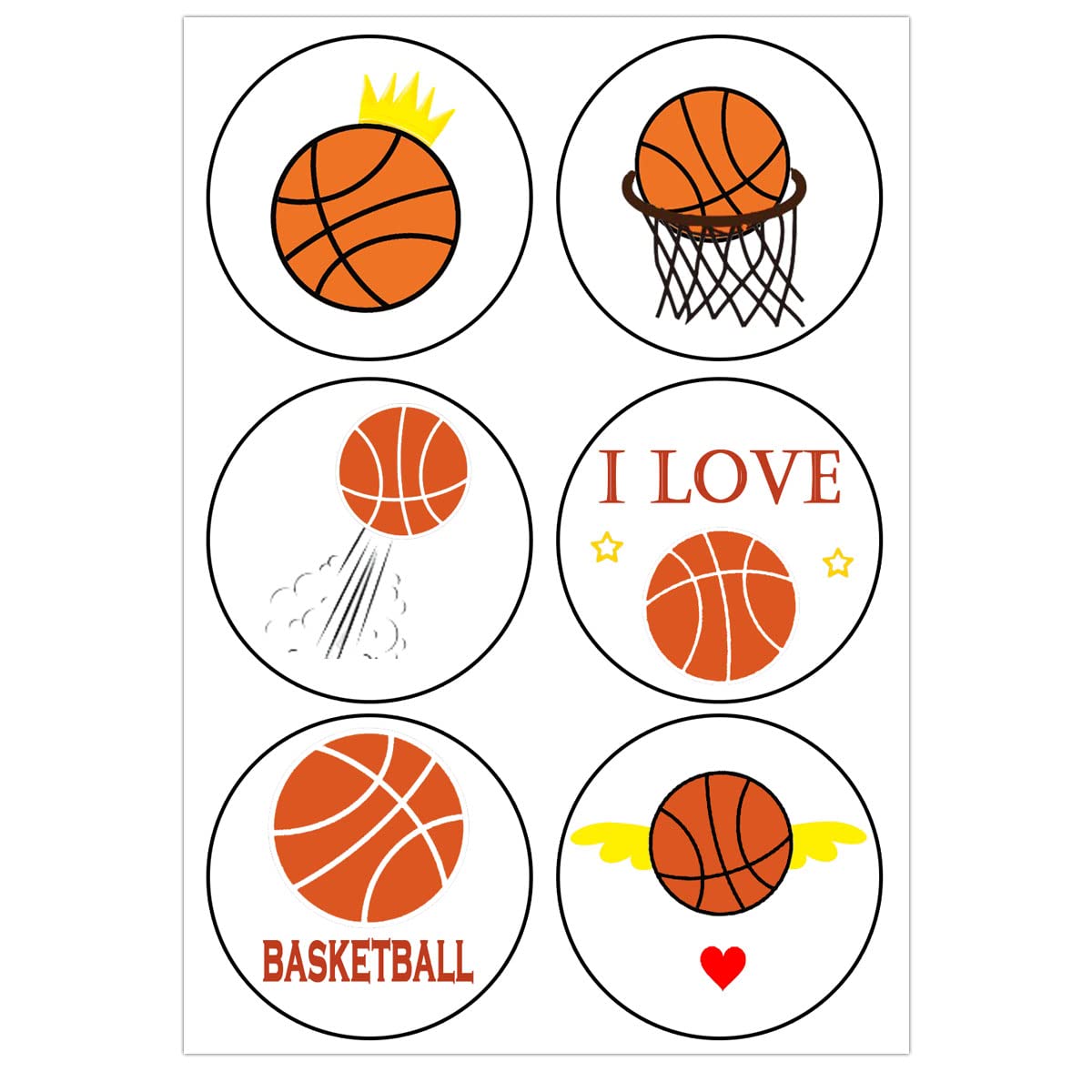 Basketball Labels Stickers, 1.5 inch Round Basketball Sport Party Supplies Decorations Bag Favors Stickers, Jar Containers Letter DIY Labels Decals (500Pcs)