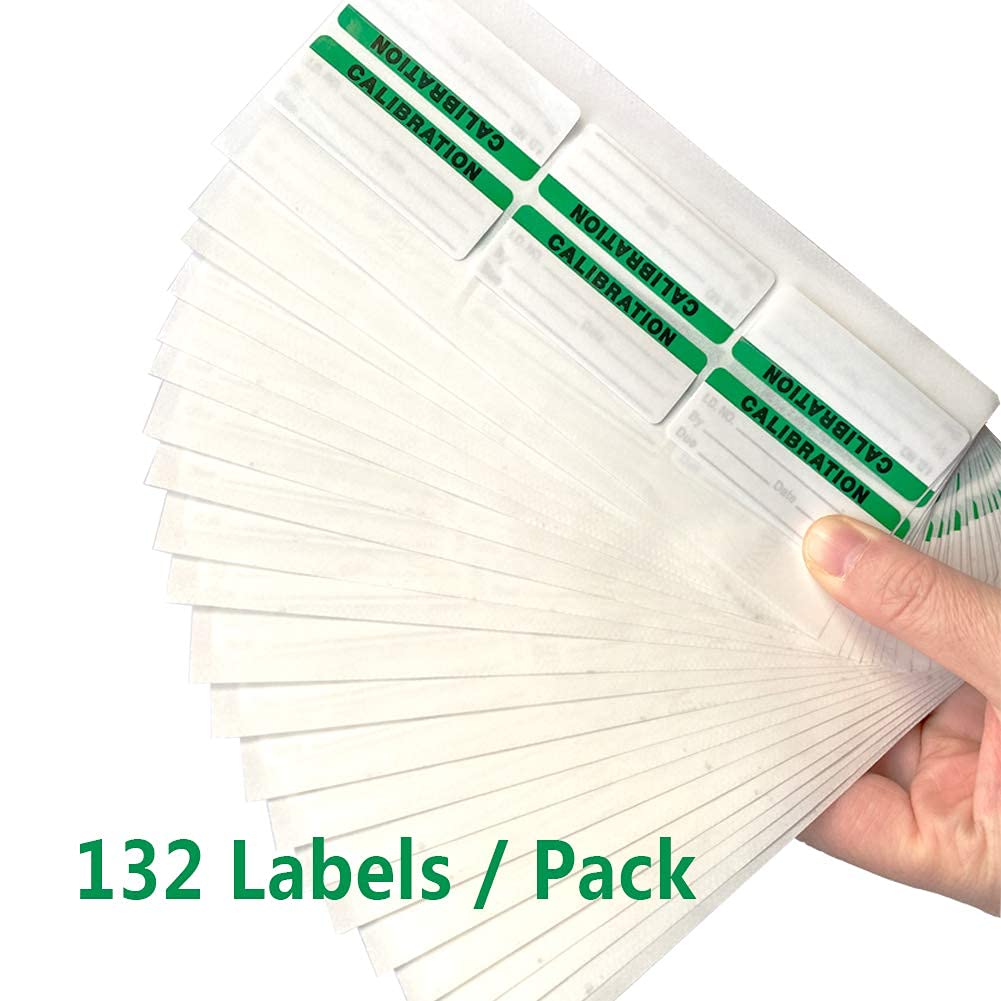 Calibration Stickers,Green Black Word Calibration Labels, Self Laminating Protects Your Writing from Smearing,Tampering and Abrasion,Perfect for NIST, ISO Calibrate Equipment-132 Labels/Pack