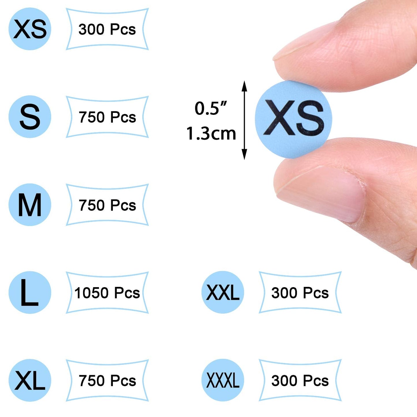 Wisdompro 4200 PCS Clothing Size Stickers, 1/2 inch Round Self Adhesive Apparel Size Labels Stickers for Clothing T Shirt Trousers Skirt Retail, 7 Sizes (XS, S, M, L, XL, XXL, XXXL)