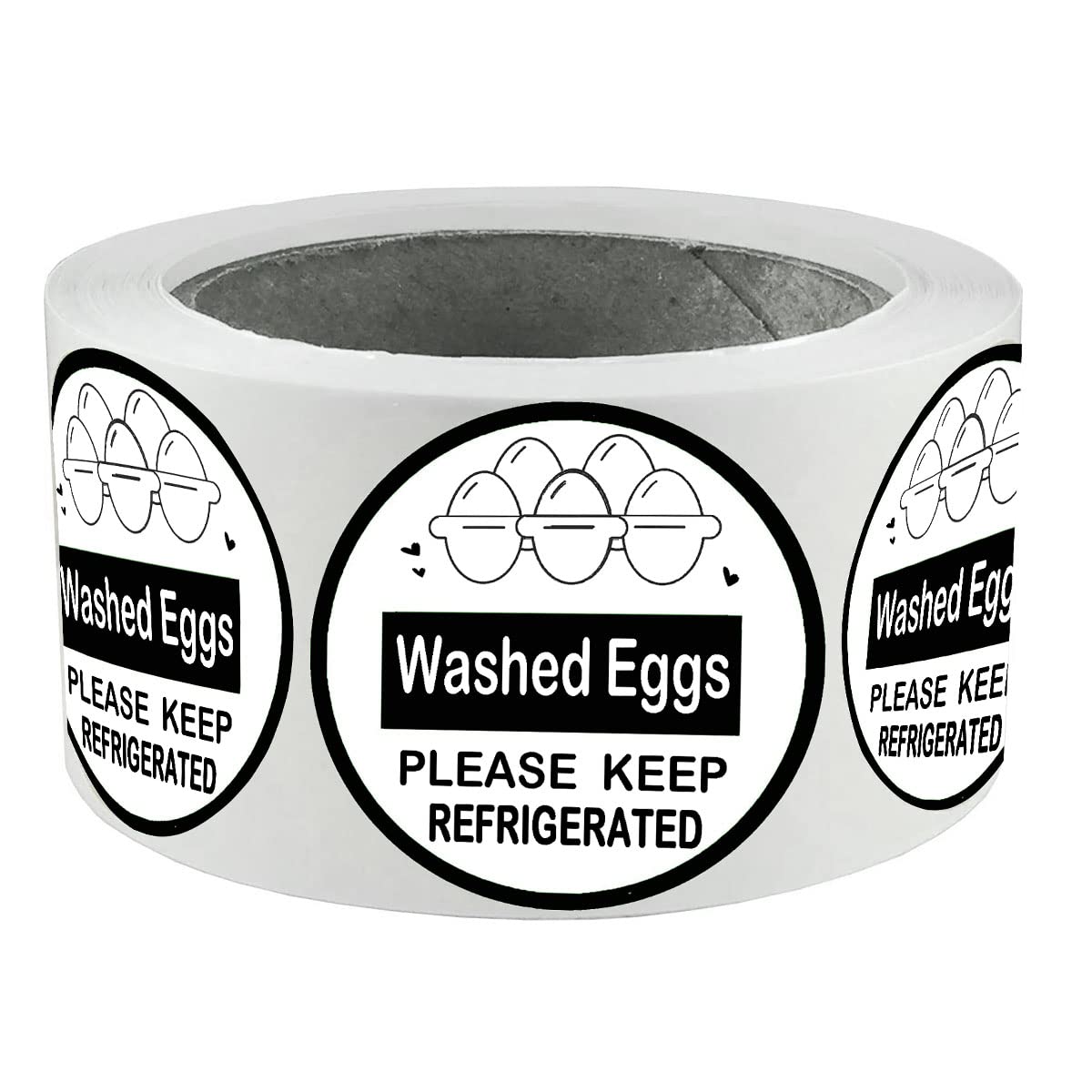 Washed Eggs Please Keep Refrigerated Carton Label, 2 Inch Round Self-Adhesive Farm Fresh Eggs Carton Labels for Chicken,Duck,Quail,Egg Packaging Stickers (500Pcs)