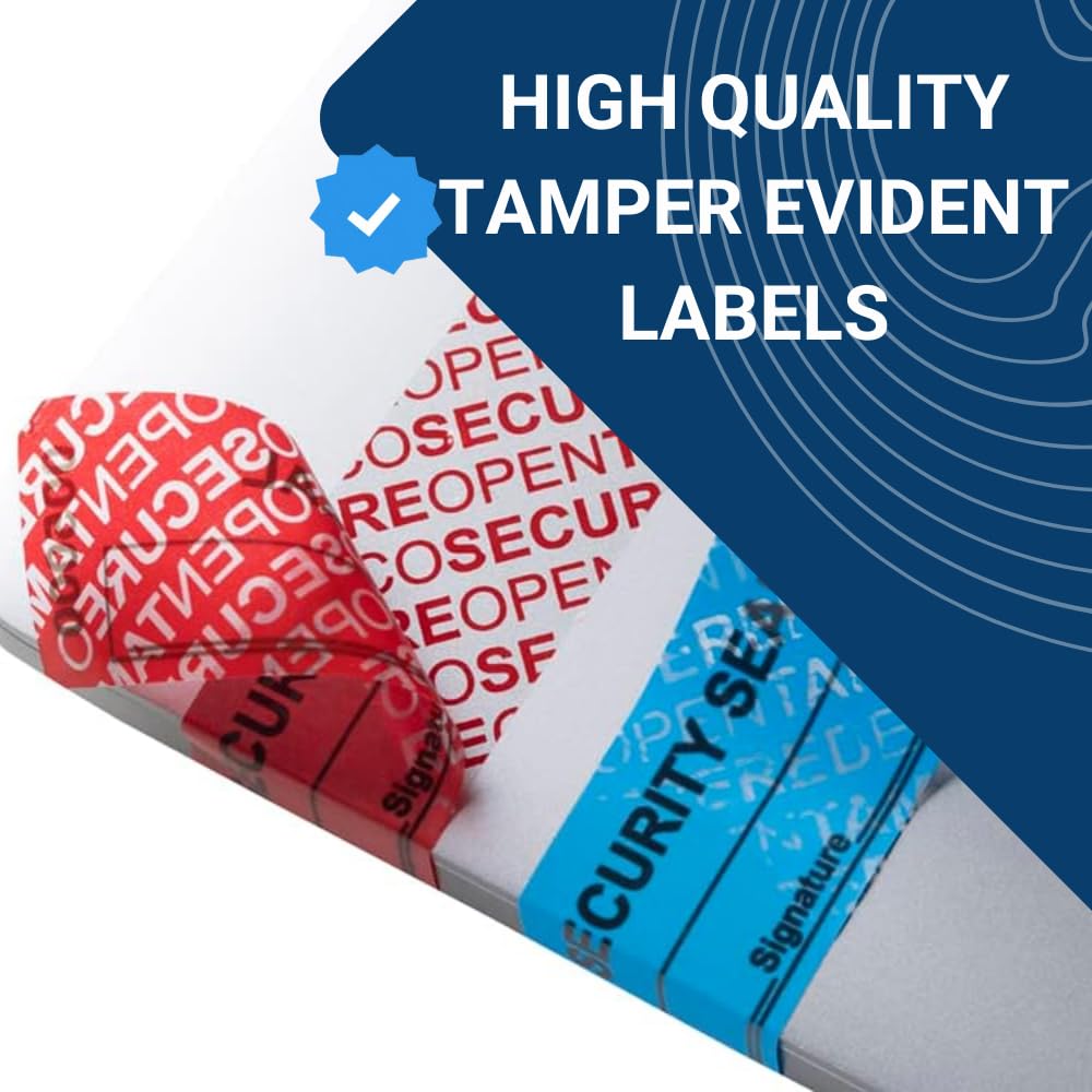 USPACKSMART 1"x3.35" Blue Non-Transfer Tamper-Evident Security Void Stickers/Labels/Seals with Sequential Numbers, Writable, Fan Folded for Convenience | 100-Pack Labels/Stickers