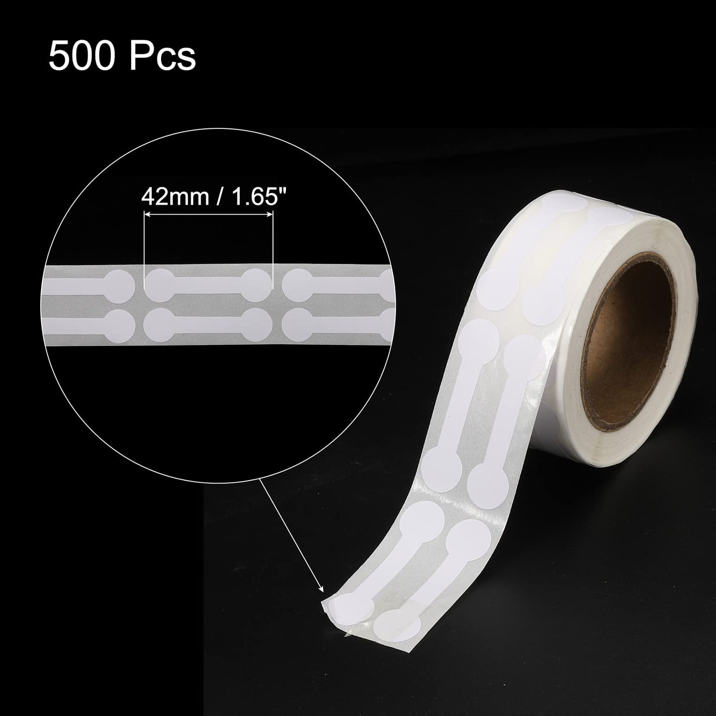 MECCANIXITY 1 Roll Blank Tamper Evident Labels 0.43x 1.65 Inch Adhesive Dumbbell Shape Top Stickers for Coffee Cup, Milk Tea Cups, 500 Count/Roll White
