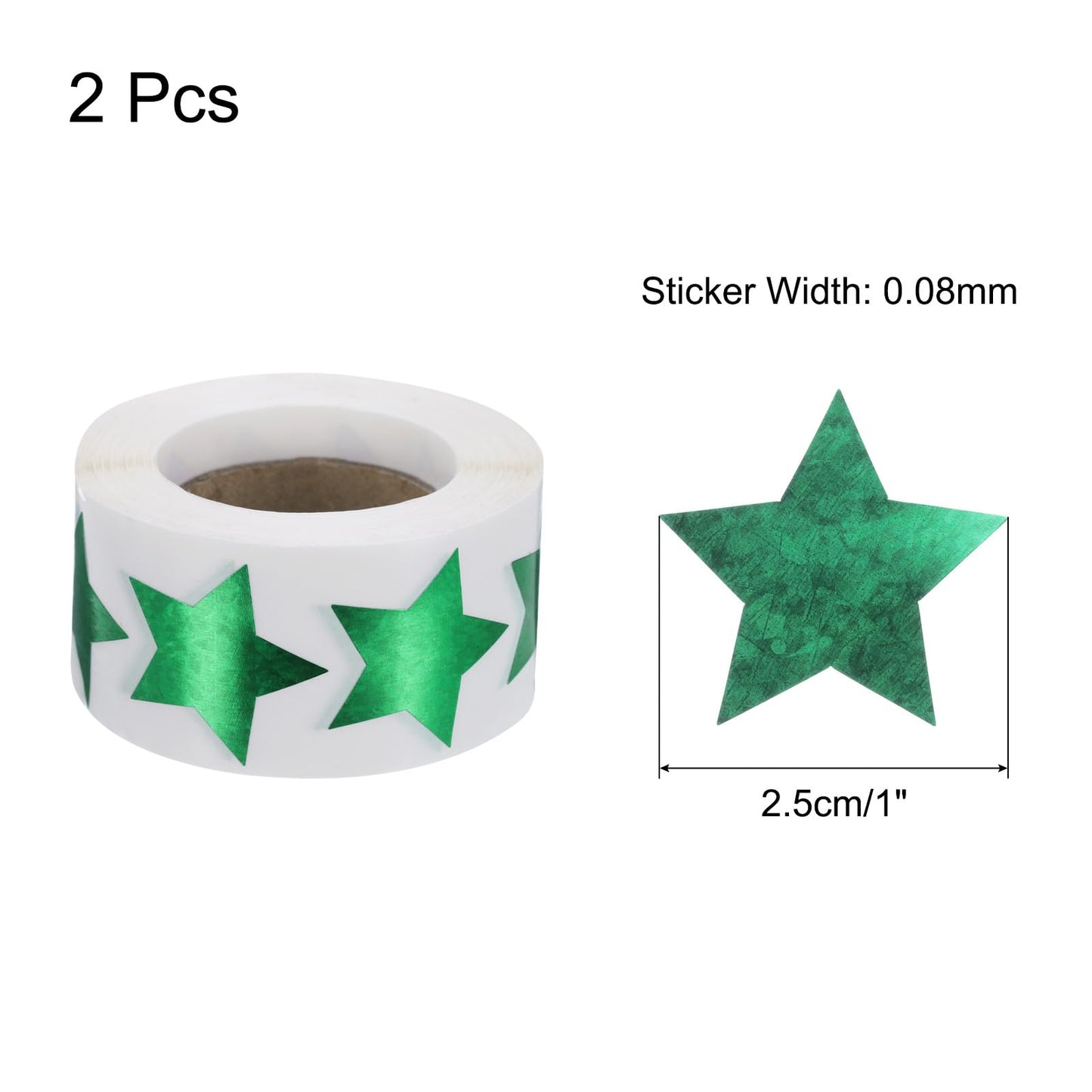 uxcell 1000Pcs Glitters Star-Shaped Stickers 1 Inch Holographic Sparkle Self-Adhesive Coding Label Waterproof Shiny for Shop Home Classroom Marking, Green(C-86-25)
