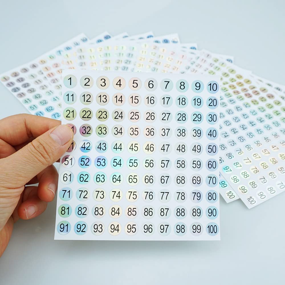 20 Sheets 1 to 100 Mini Number Stickers Round Labels Stickers Consecutive Number Stickers for DIY Marking Numbering Tool