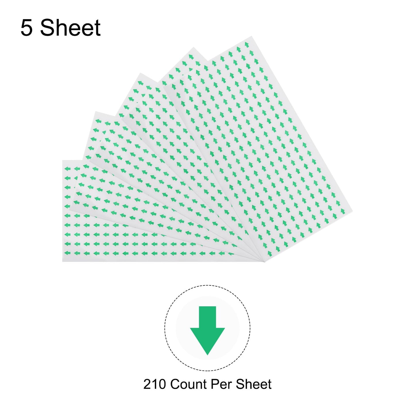 MECCANIXITY Round Arrow Shape Stickers Labels Color Coded 0.4Inch Green Clear for Maps, Reports, Special Projects 210 Count Pack of 5