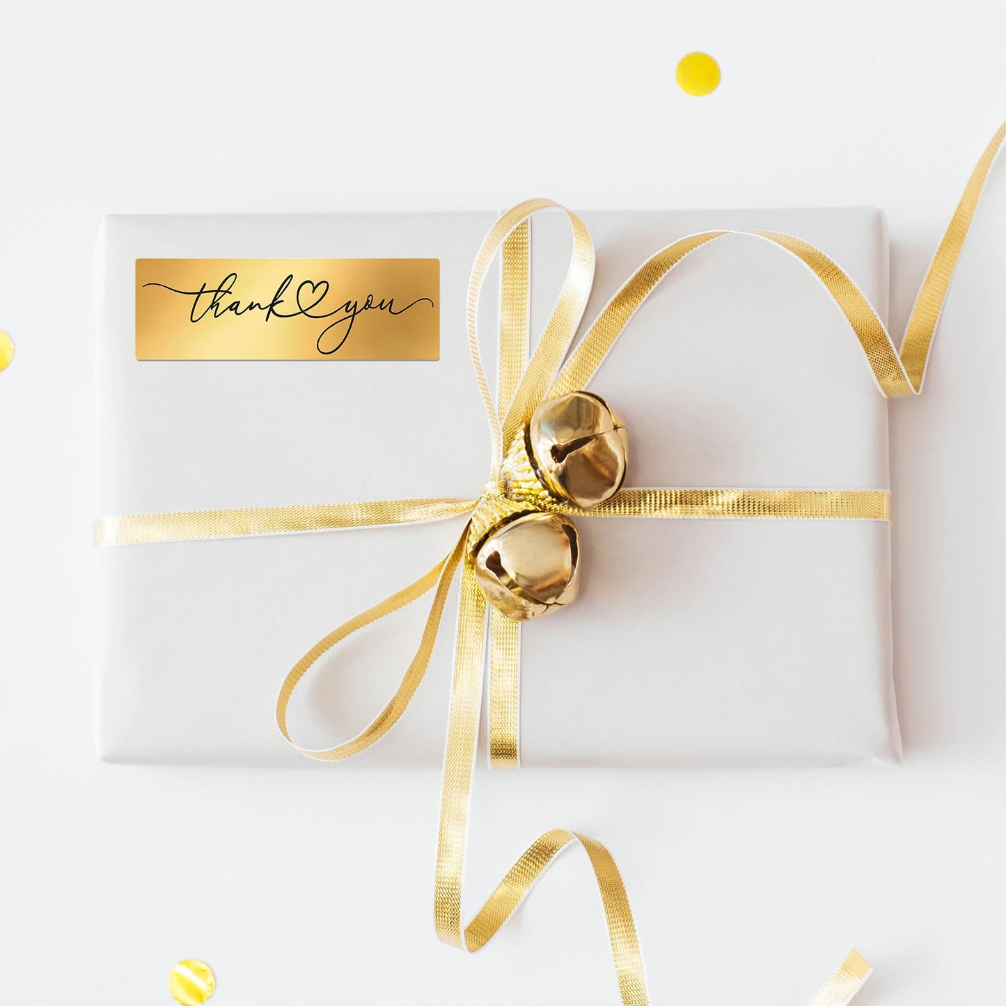 Whaline 500Pcs Thank You Stickers Roll Gold Foil Thank You Rectangle Self-Adhesive Label Decals for Envelope Wedding Birthday Holiday Party Supplies, 1 x 3 Inch
