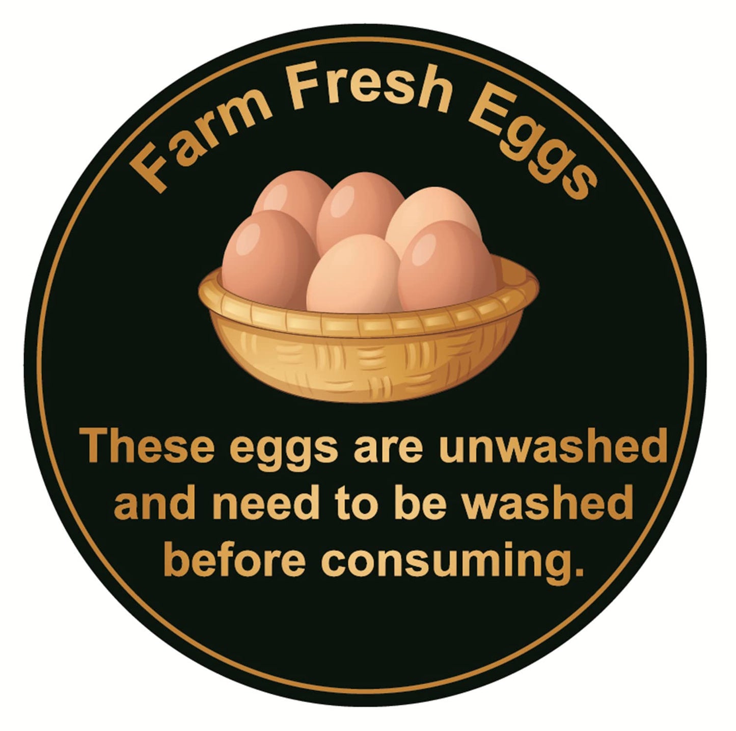 Unwashed Farm Fresh Egg Stickers,2 inch 300pcs Black Unwashed Farm Fresh Eggs for Carton