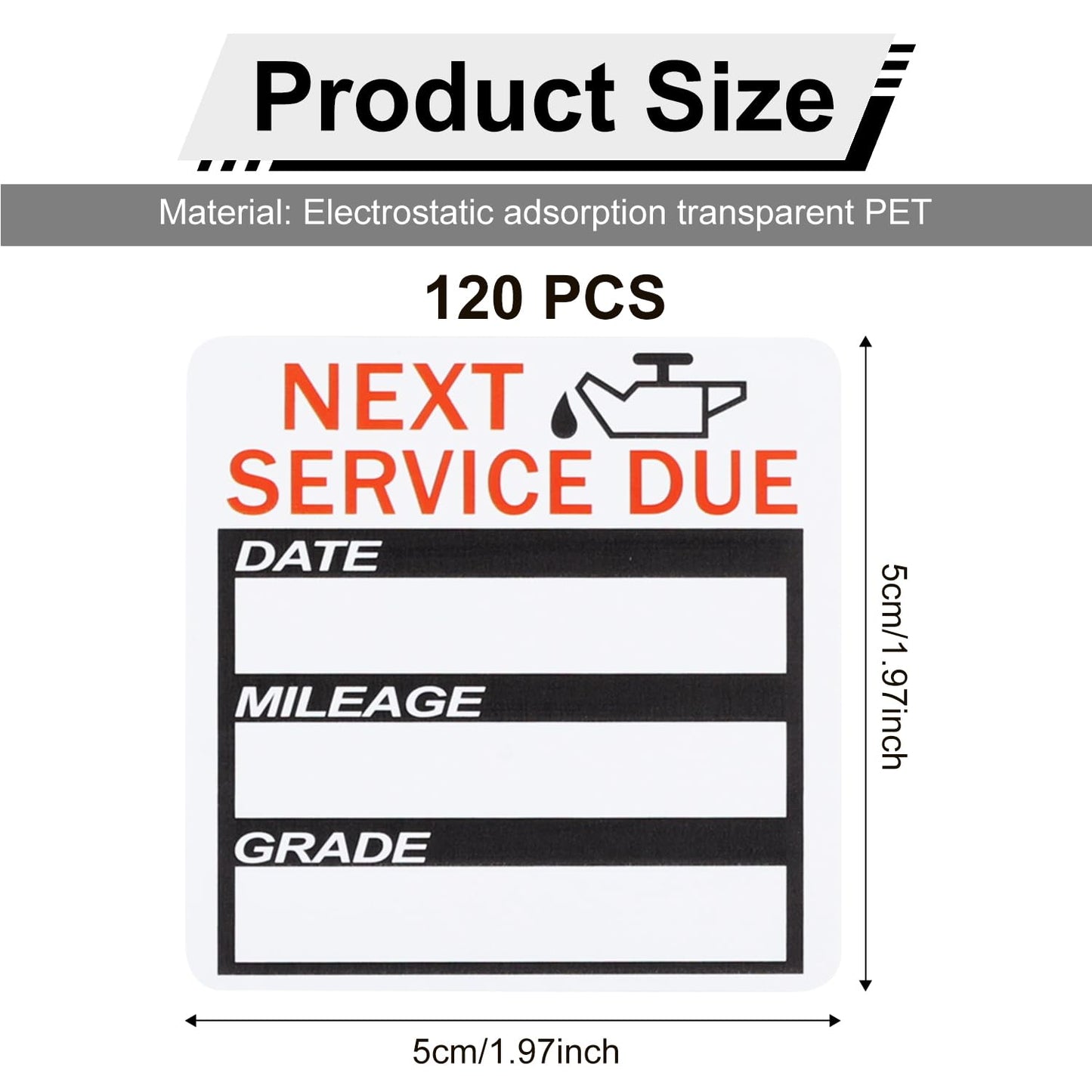 120pcs Oil Change Stickers, 1.97 Inch Next Service Due Stickers Removable Oil Change Reminder Labels Oil Change Decal Static Cling, No Residue for Vehicle Windshield Window