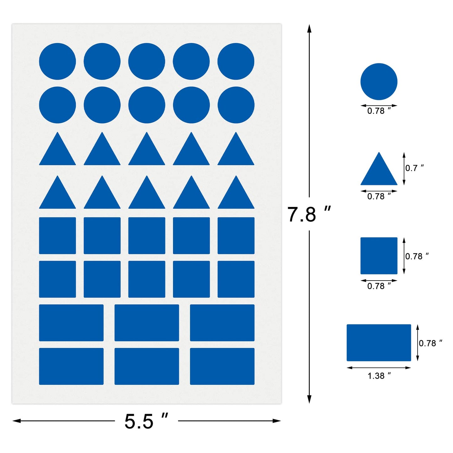 3600 Pcs Multi-Shaped Color Coding Stickers - 10 Colors Dot Triangle Square Rectangle Labels Multi-shaped-3600