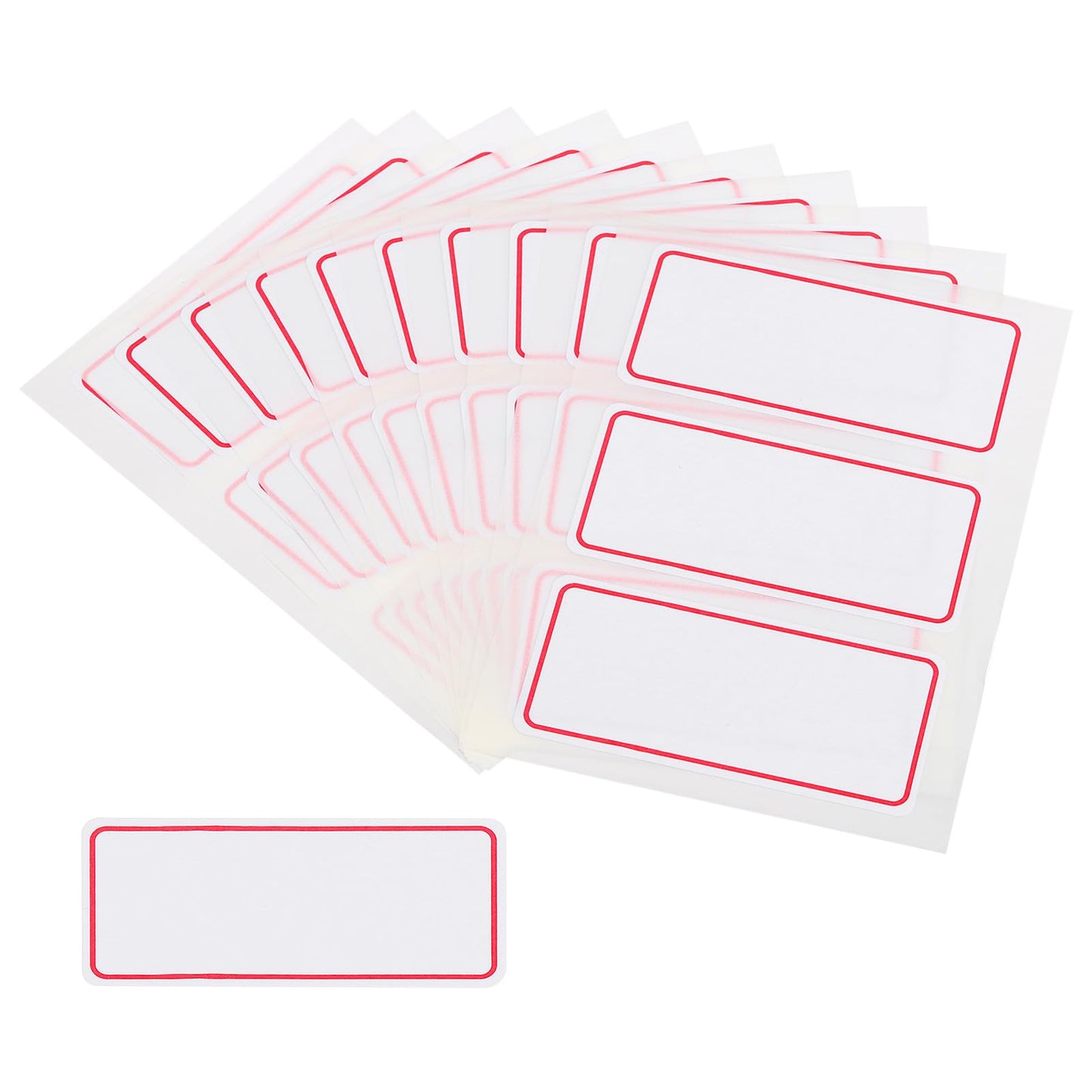 M&G 300 Pcs Name Tag Stickers, Name Labels Stickers Waterproof Adhesive Labels Blank for Stuff-Daycare Supplies Bottle Clothes Fabric Folder Office Camp, 34x73mm, Red White