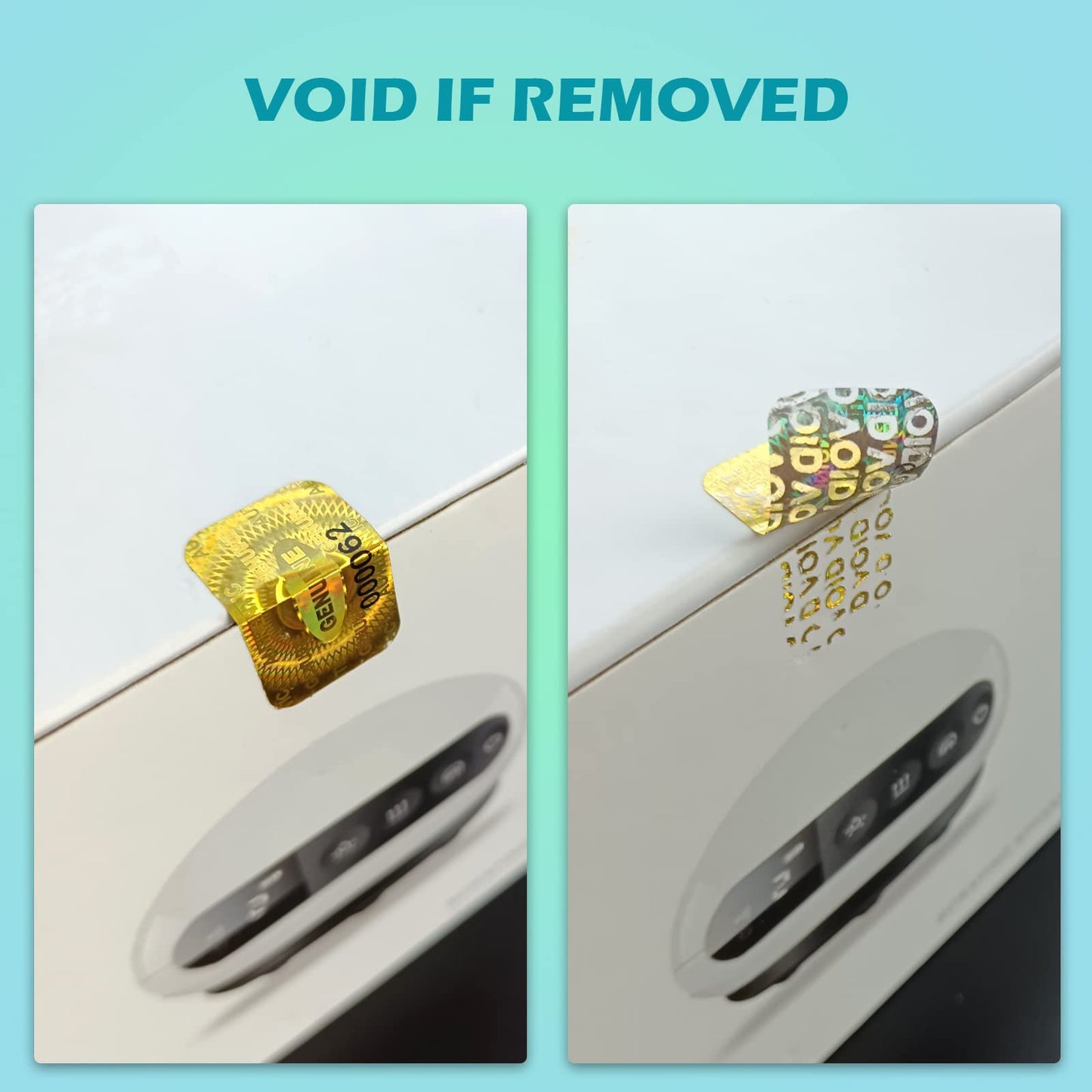 380pcs Hologram Tamper Evident Stickers Security Sticker Warranty Void Seal Tamper Proof Labels Stickers with Unique Sequential Serial Numbering (Gold,1 X 0.6 Inch,GQYH) Gold