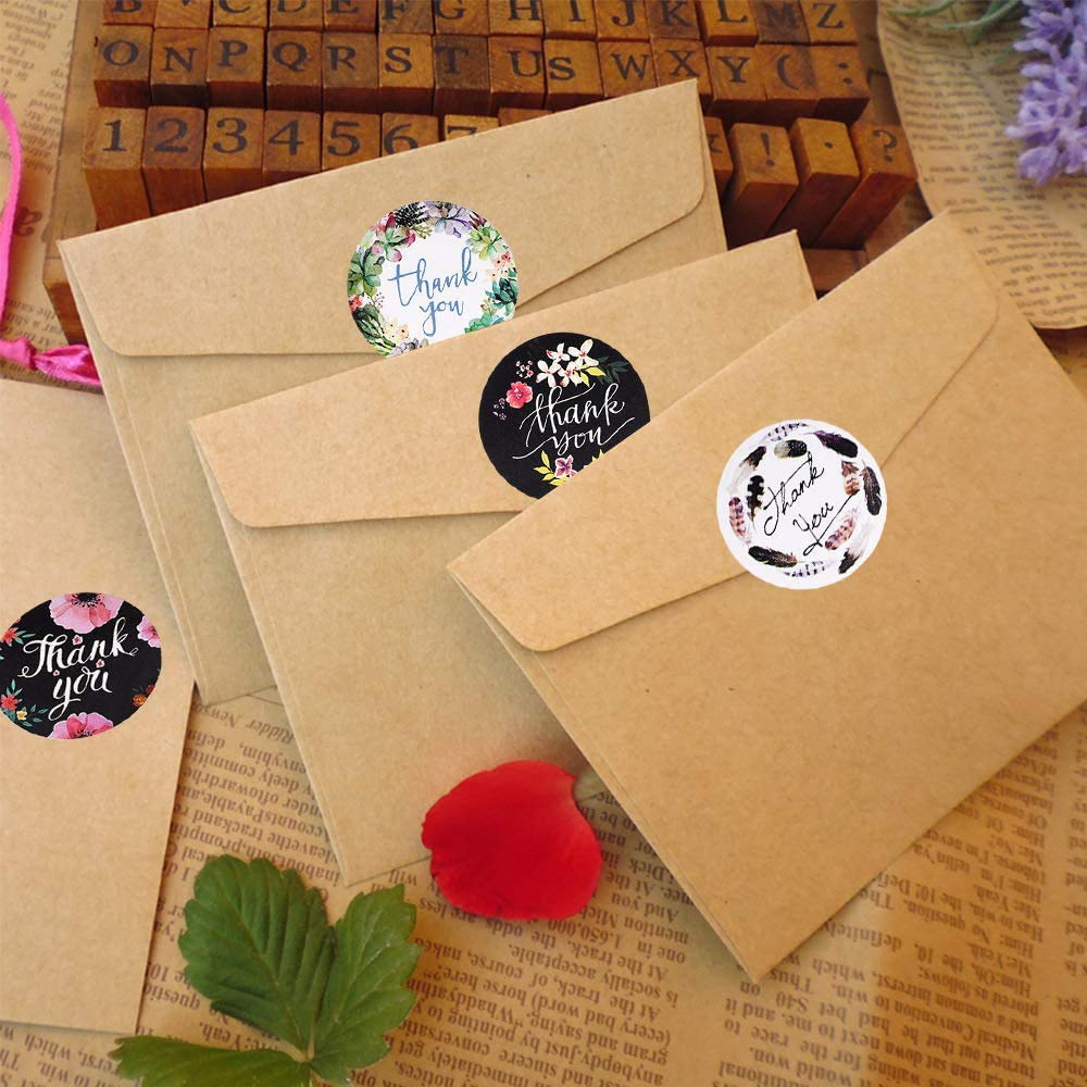 2" Thank You Stickers Roll, 8 Designs 50 mm Round Big Packaging Stickers, 500 Pcs Thank You Labels for Business Merchandise Bags, Packaging Boxes, Gifts, Envelopes and Receipts