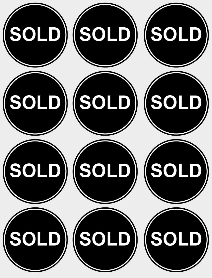 1.5 inch 300 PCS Sold Stickers Black Sold Adhesive Labels for Retail Store, Supermarkets, Shops
