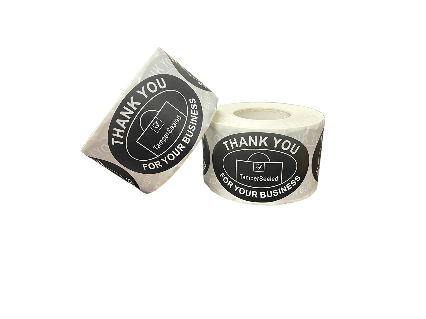 Tamper Sealed - Thank You for Your Business Round Paper Stickers(2"x 3" inch, 500PCS) for Food Containers (Black Roll) Black Roll