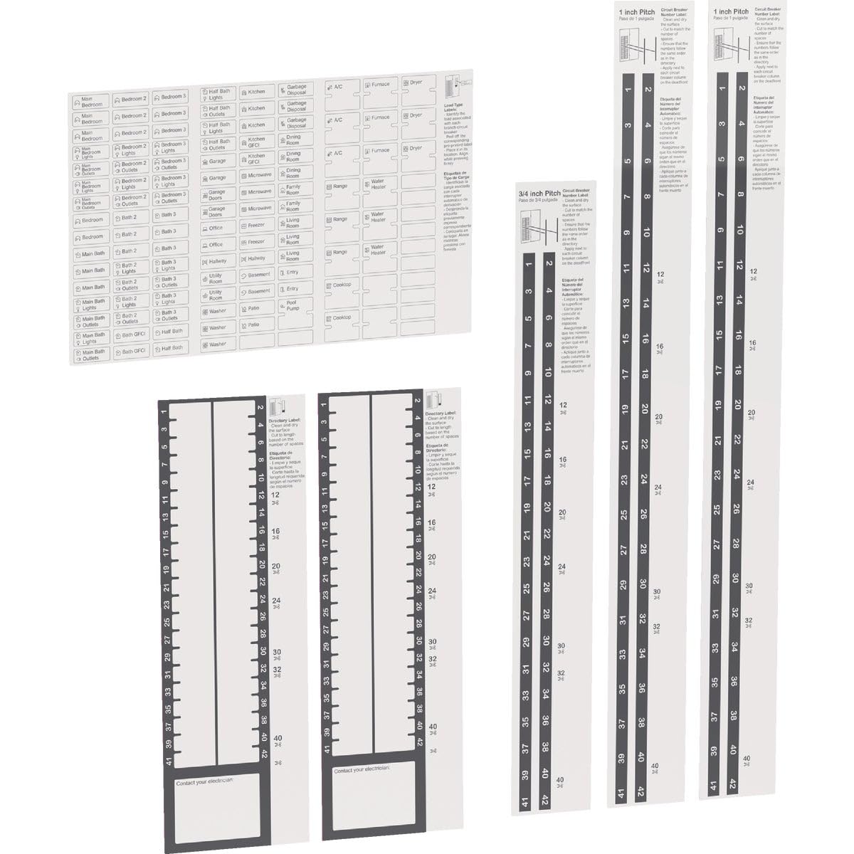 Square D by Schneider Electric UCD42CP Directory Kit Universal self-Adhesive pre Circuit Labels, White 2.3*1.7 inches
