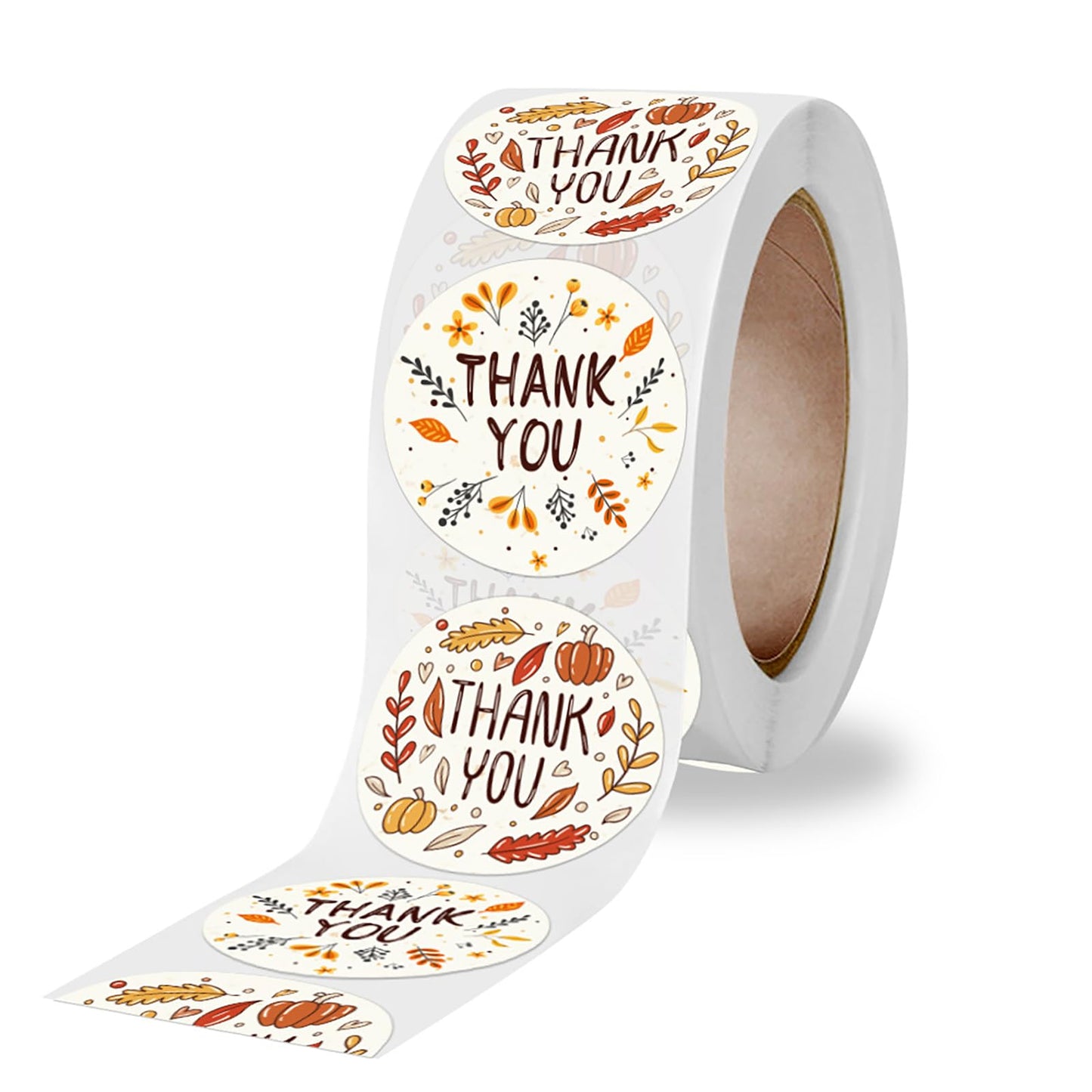 Thanksgiving Stickers 500Pcs Maple Sticker Roll 1.5 Inch Round Labels Stickers Adhesive Round Circle Stickers Fall Face Sticker,Card,Envelope Seals,Gift Stickers for Thanksgiving Party Decorations
