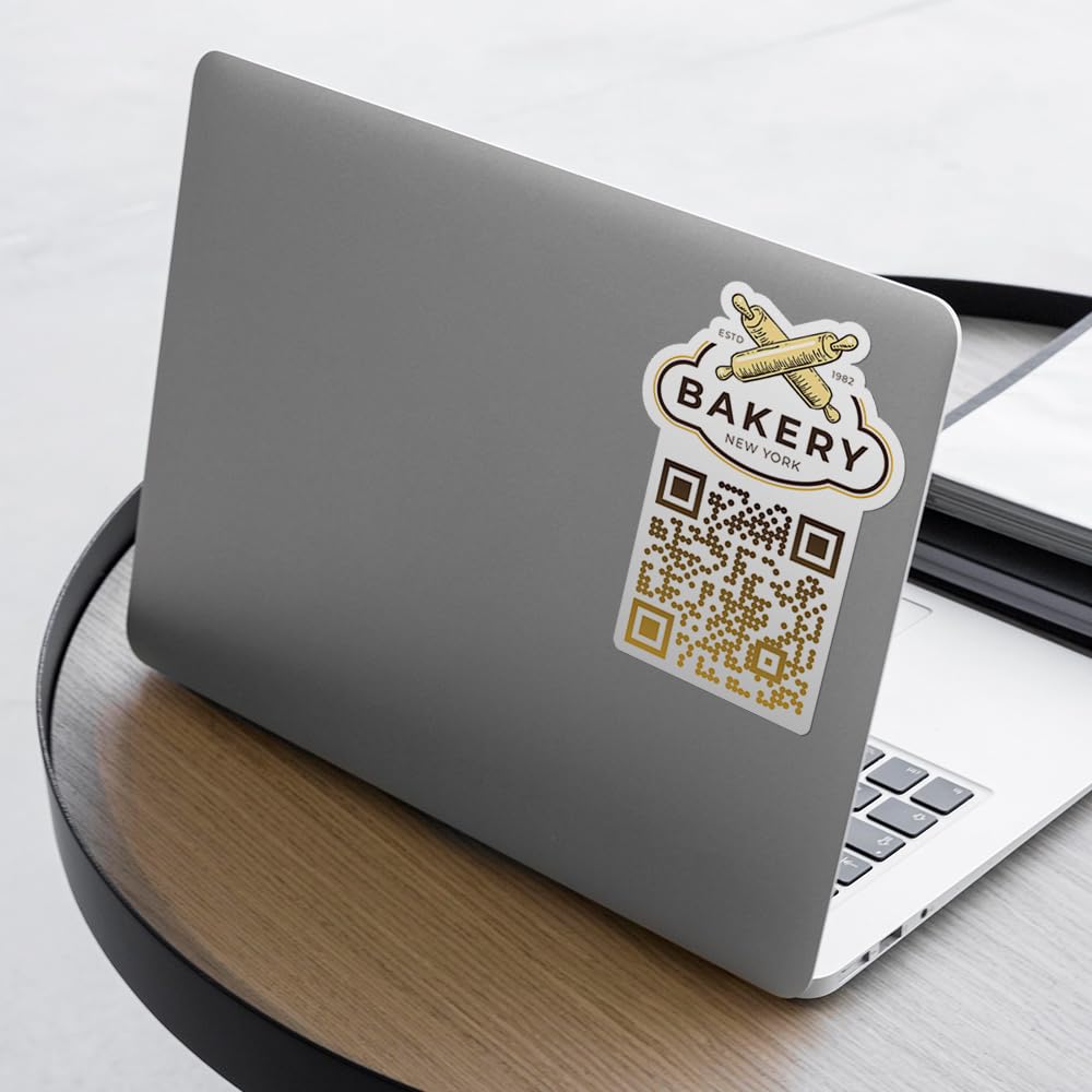 VulgrCo Custom QR Code Logo Stickers - Glossy Waterproof Vinyl Decal Labels for Packaging, Advertising, Decoration, Party, and More! Personalize Your Own Customized Brand QR Sticker (Vertical) Vertical