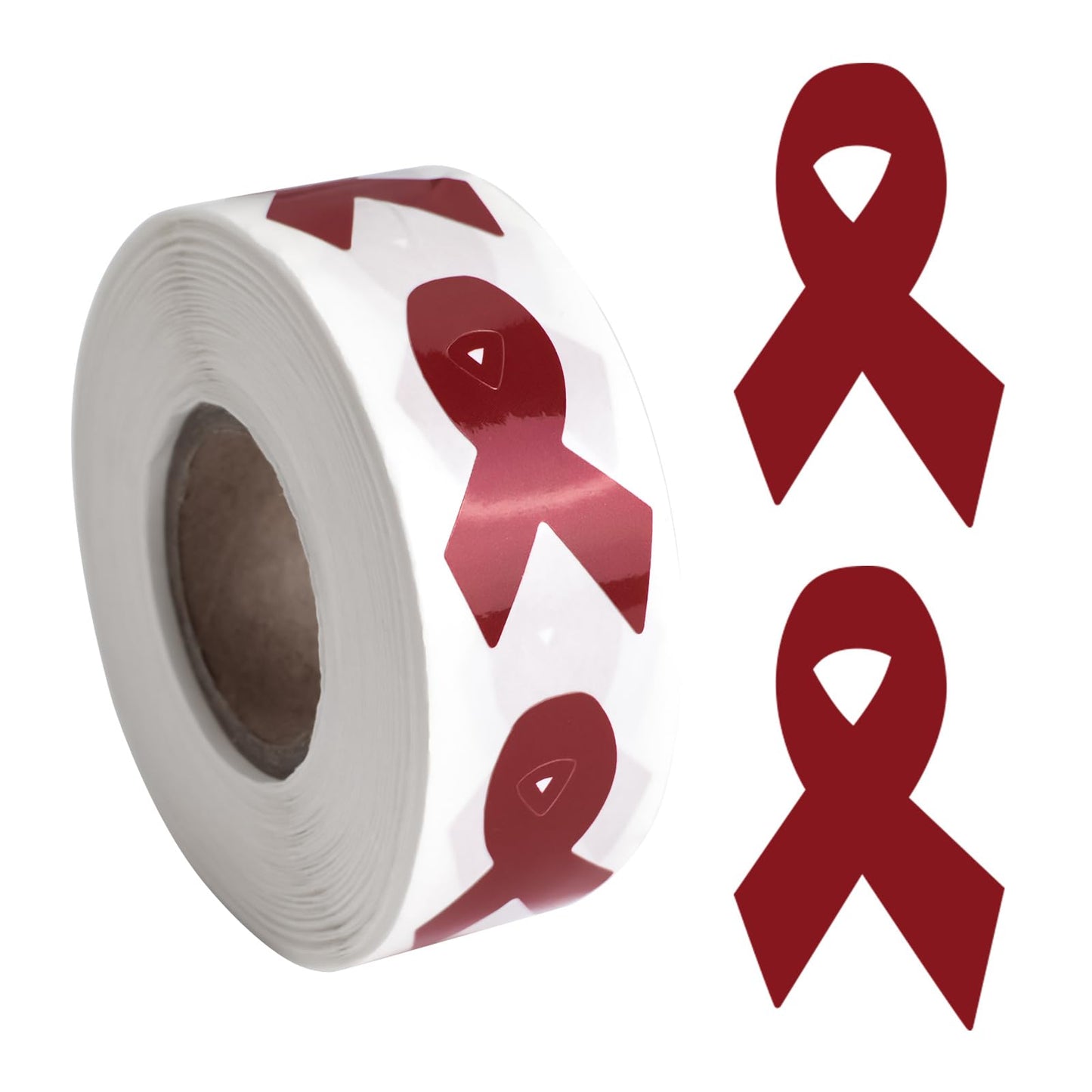 WANDIC 0.75 * 1.28in Pink Ribbon Awareness Sticker, 500 PCS HIV/AIDS Awareness Stickers Adhesive Label Roll for Public Charity Fundraiser Events