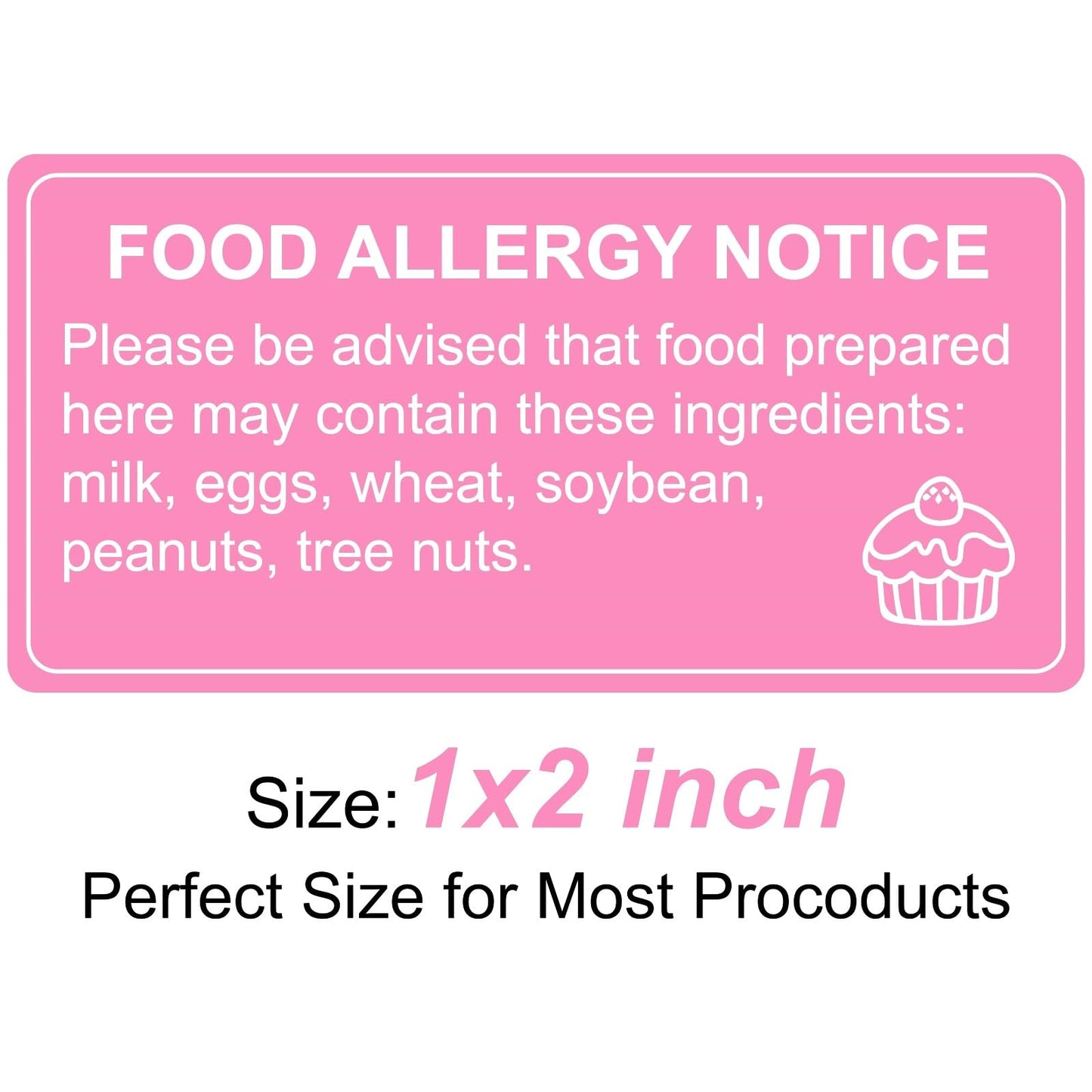 500 Pcs Food Allergy Stickers, 1x2 Inch Labels for Bakery, Cookie, Kitchen 500.0