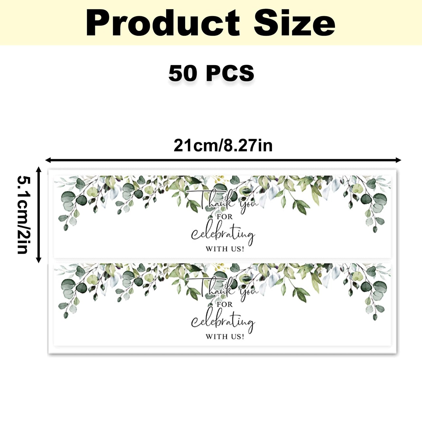 50PCS Wedding Water Bottle Labels, Thank You Water Bottle Labels, Green Floral Waterproof Water Bottle Labels, Flower Water Bottle Wraps Sticker for Weddings Birthday Baby Shower Anniversary Supplies