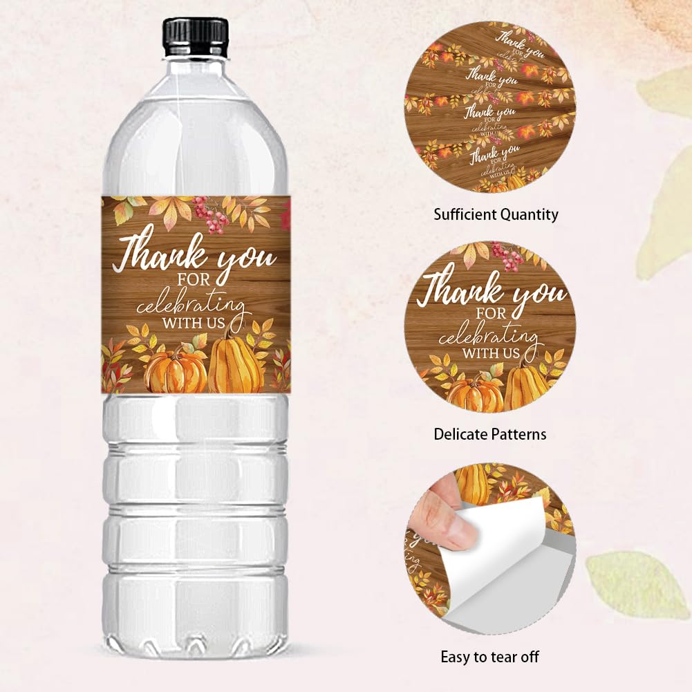 PH PandaHall 30pcs Water Bottle Labels for Celebrating, Fall Leaves Adhesive Waterproof Bottle Wraps Autumn Bottle Stickers Bottle Labels for Halloween Thanksgiving Wedding Birthday Party Anniversary