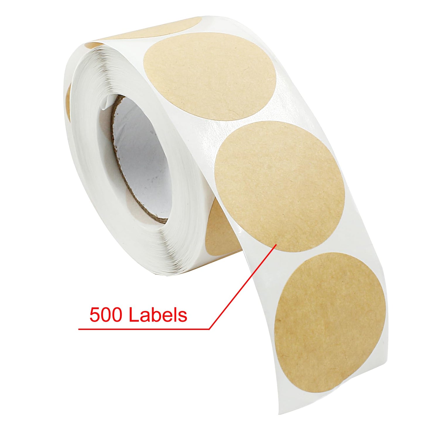 1.5 Inch Kraft Code Dot Stickers, Color Coding Label Round Blank Stickers Removable Writable Circle Adhesive Labels for Marking Organizing (500 Pieces Per Roll) 1.5"