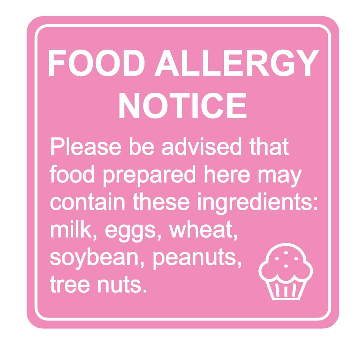 1.5x1.5'' 300PCS Pink Food Allergy Warning Labels Allergies Restaurant Food Safety Labels Self Adhesive Stickers