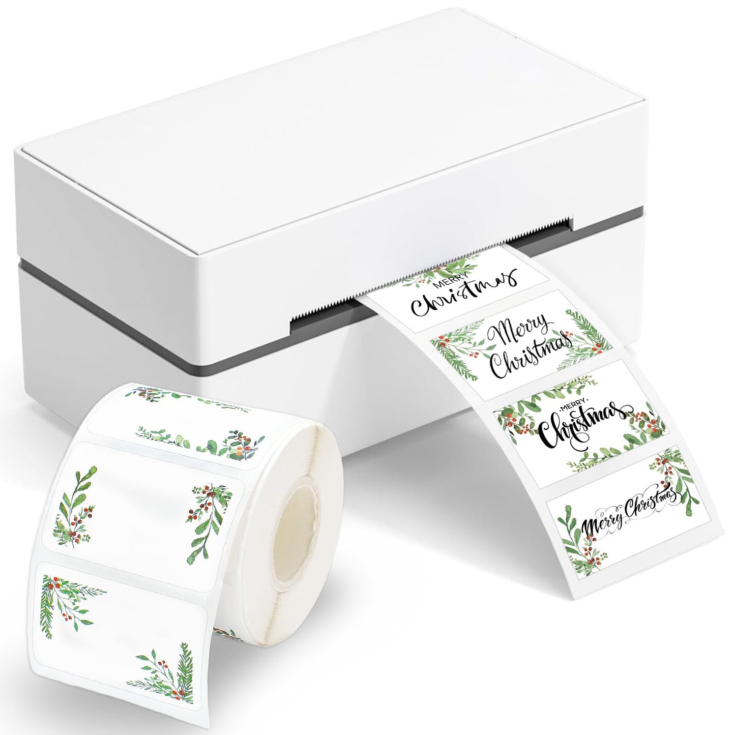 Whaline Christmas Direct Thermal Labels Xmas Holly Berry Coding Label Stickers Self-Adhesive Thermal Label Printer Decals for Xmas Party Business, 500Pcs