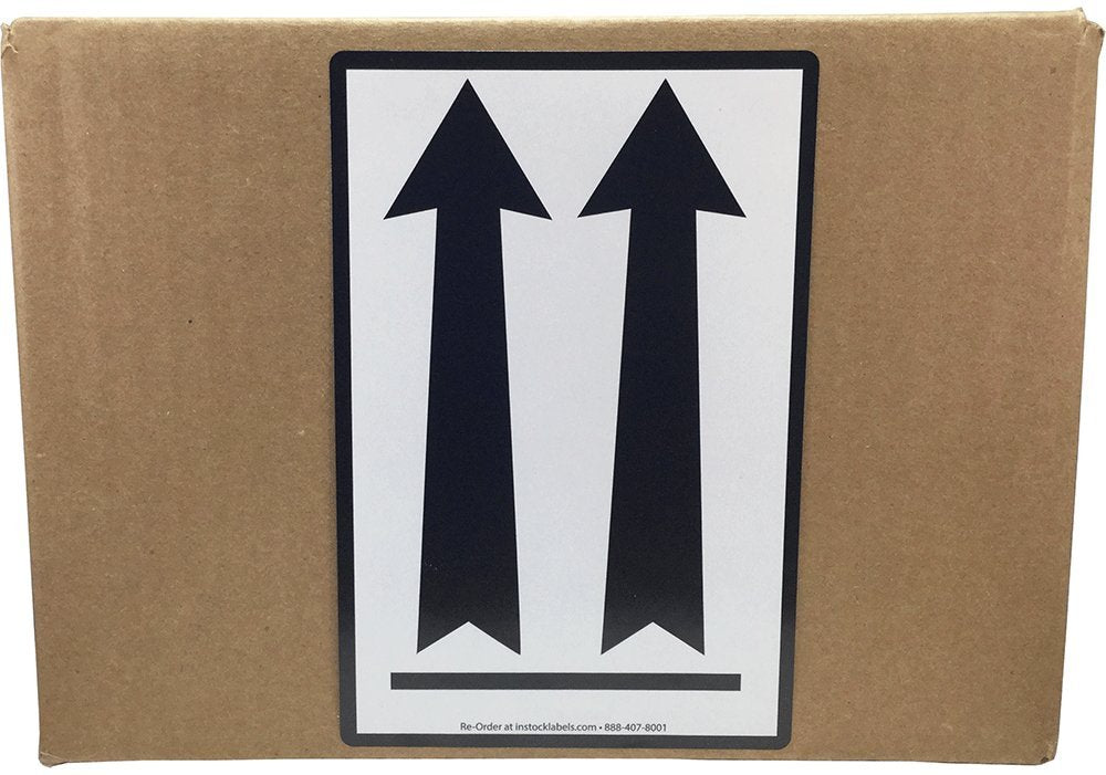 Air Specialty Up Black Arrow Labels 4 x 6 Inch 500 Adhesive Stickers Per Roll