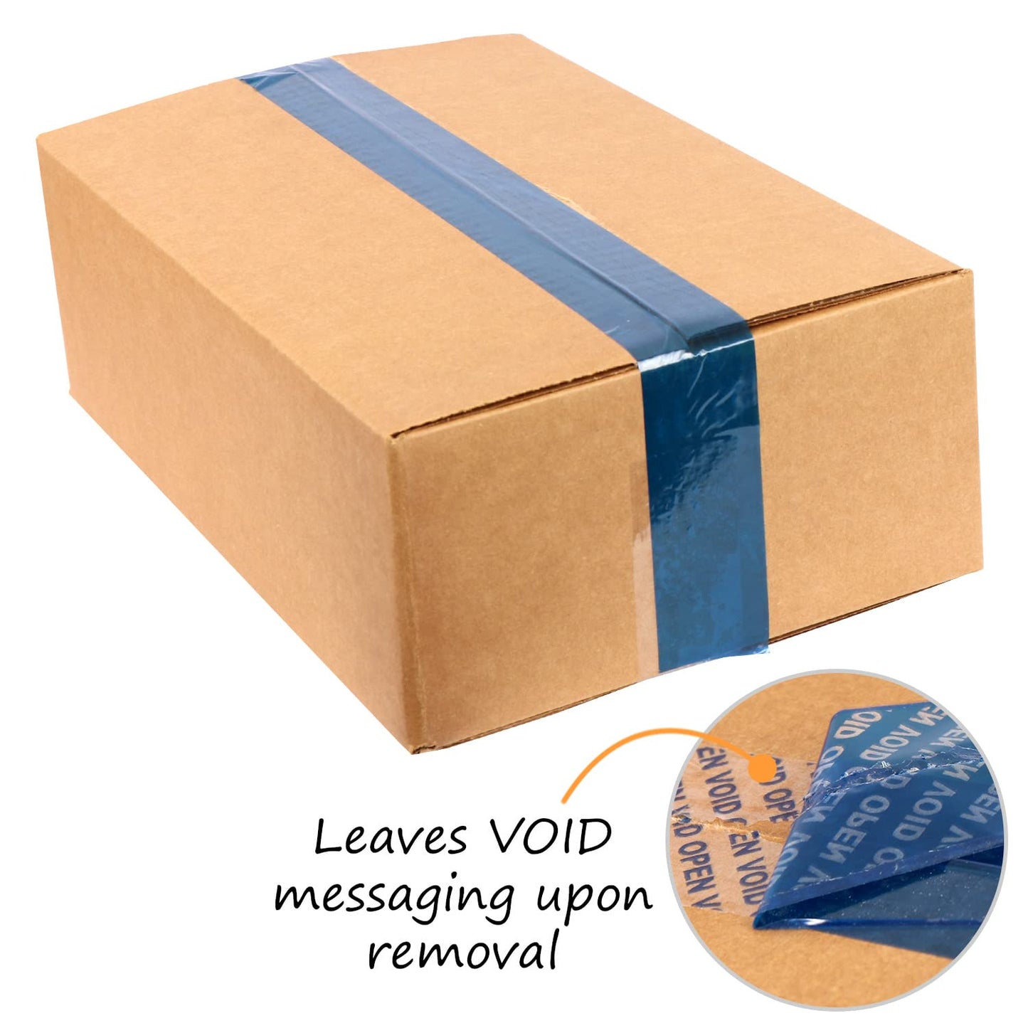 SmartSign 2 inch x 55 Yards StealGuard Blue Tamper Evident Packing Tape, Void Messaging Pattern, 0.92 mil PET Material, Made in USA Blue Void Open Tape