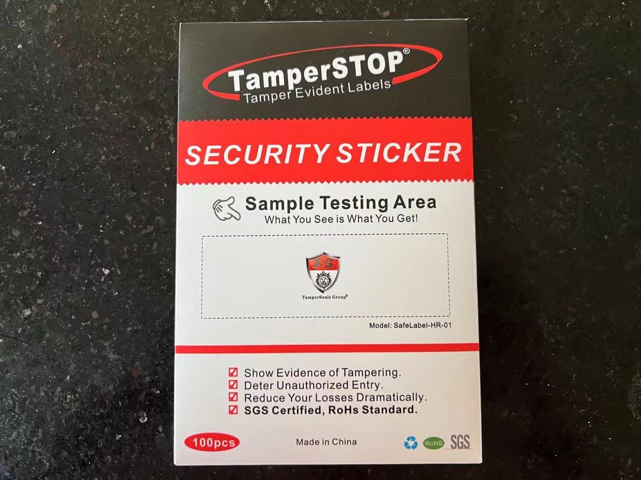 TamperSeals Group - 100pcs Non Transfer Tamper Evident Security Warranty VoidOpen Labels/Stickers/Seals for The Reusable Package and Expensive Surface (Red, 1 x 3.35 inches, Serial Numbers) Red