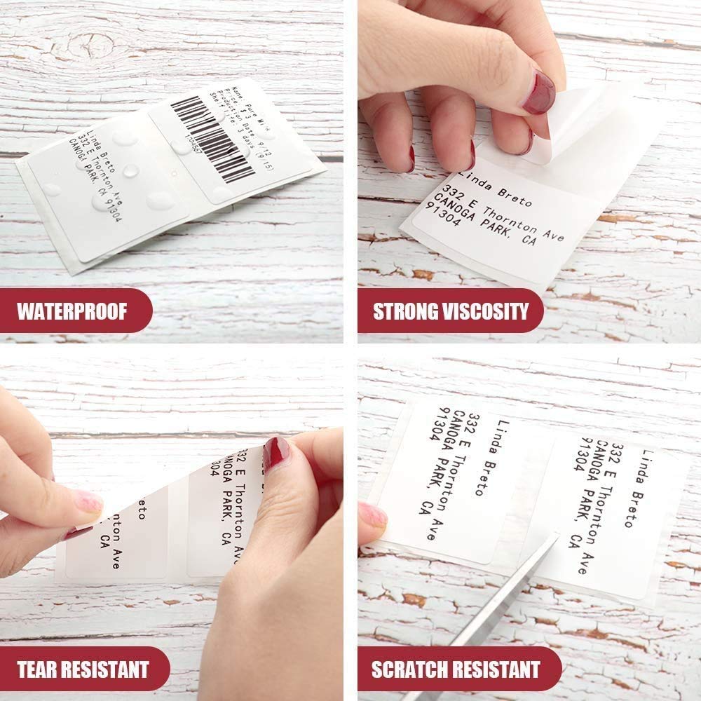 Phomemo 3 Roll 3/4" X 3/8"(20x10mm) Multi-Purpose White Self-Adhesive Label Paper for Phomemo M200/M110/M220/M221/M120/M221/M260/M150/M250 Bluetooth Label Maker, 600 Labels/Roll,Black on White 20mmX10mm