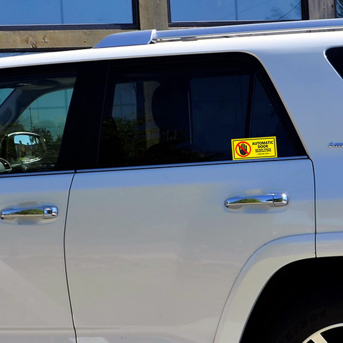 Top label Caution - Automatic Door Window Sign Stickers for Van,Taxi,Ride Vehile,4x2 Inch,15 Pcs Per Pack Yellow