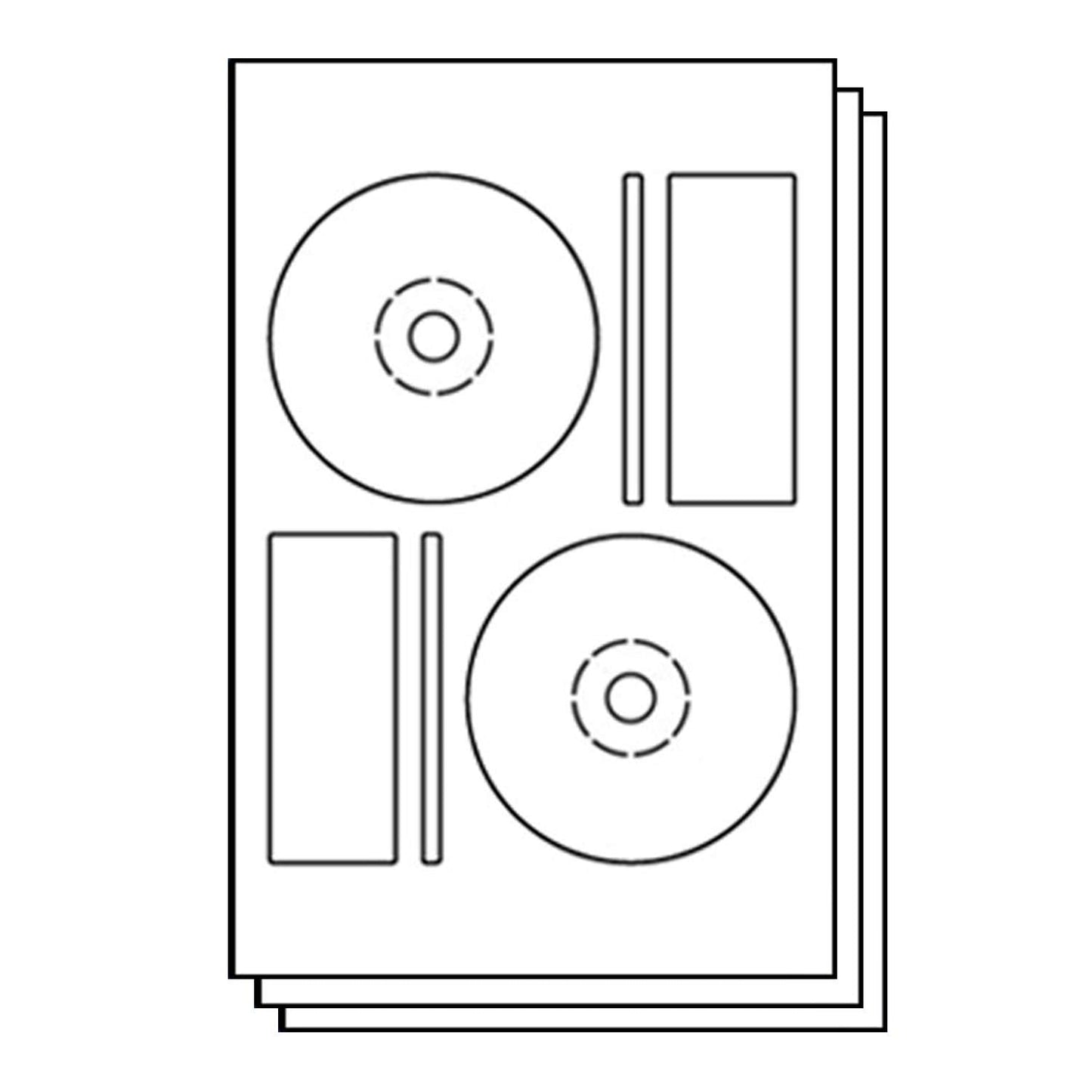 (50 Sheets) Full Coverage CD/DVD Labels, Compatible with Memorex Large Core Disc and Case (2 Sets of Labels Per Sheet) Photo Quality, Matte Finish for Inkjet and Laser Printers