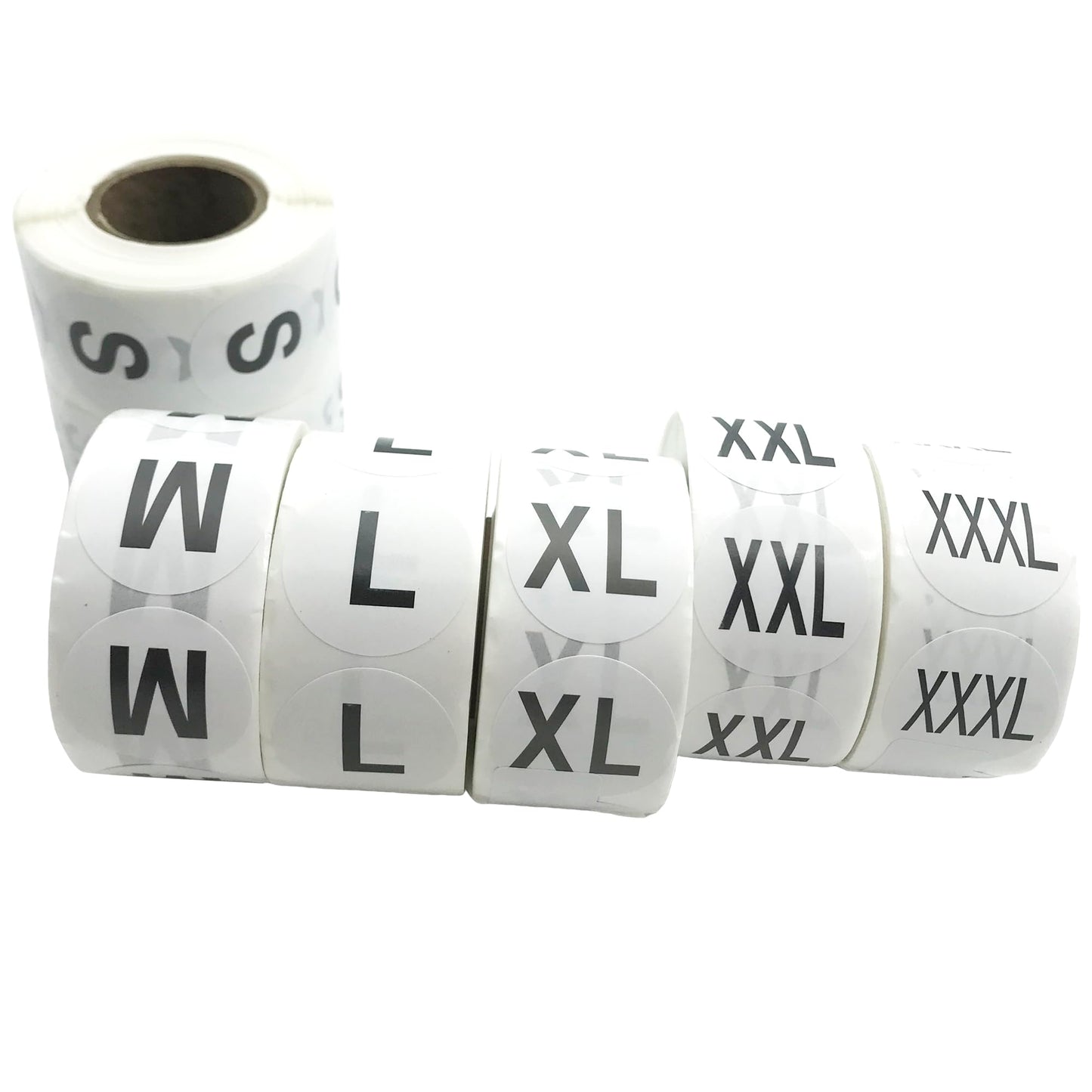 3500pcs 7 Rolls Clothing Size Stickers and Label Round Self-Adhesive Size Stickers Suitable for Clothing and T-Shirt Retail, Available in 7 Sizes (XS, S, M, L, XL, 2XL, 3XL) J075