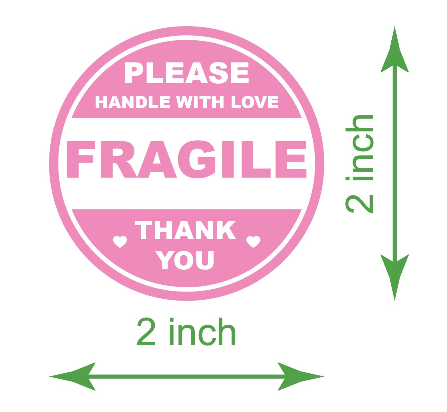 2 inch 300 PCS Pink Round Fragile Labels Circle Fragile Stickers for Shipping Mailing Envelops Cartons Pallets Adhesive Labels-Poskornwel