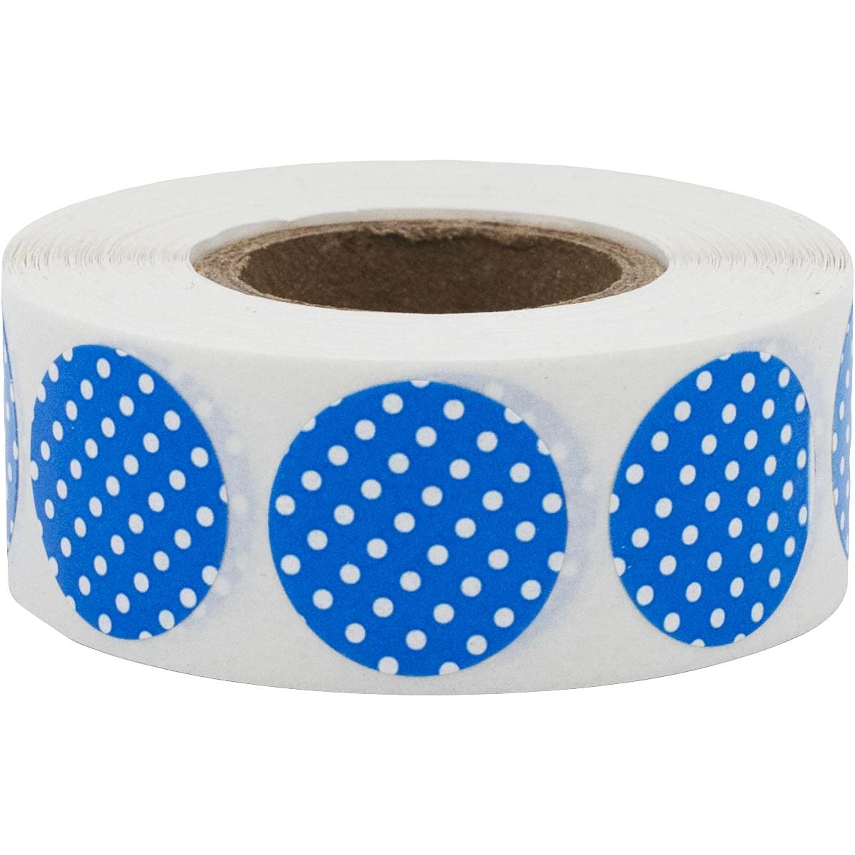 Blue with White Polka Dot Color Coding Labels - 3/4" Inch Round Circle Dots, 500 Total Adhesive Stickers on a Roll for Inventory and Crafting - Made in The USA Blue With White Polka Dots