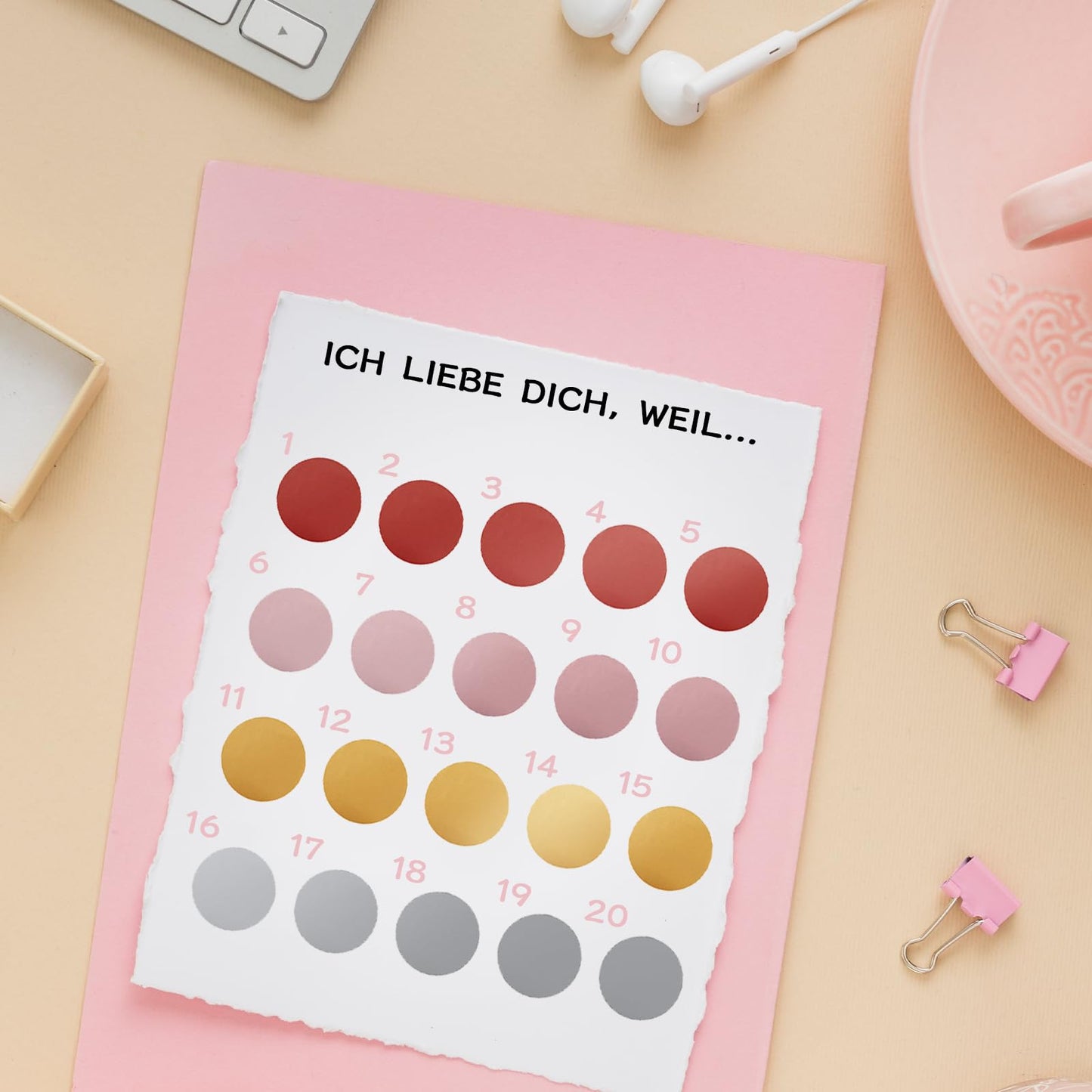 300 Pcs 1" Scratch Labels, 5 Colors Round Circle Scratch Stickers Self Adhesive Scratch Off Cards for School Game Lottery Tickets DIY Raffle Ticket DIY Postcard(Gold+Silver+Rose Gold+Gray+Red)