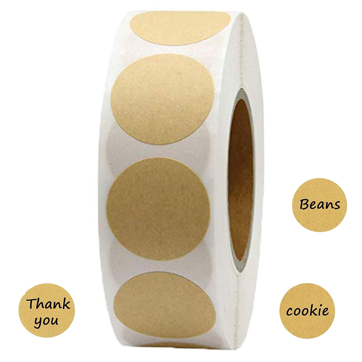 500PCS Kraft Circle Stickers, 1.5 Inch Round Blank Garage Sale Price Stickers, Kraft Coding Tag Labels, Brown Natural Envelope Seals for Home, Classroom, Jam, Canning Jar Labels