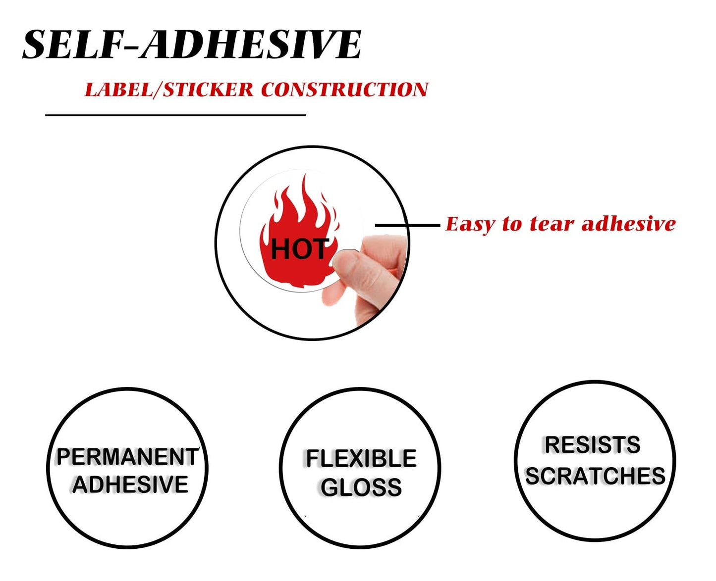 1.5 Inch Round Hot Stickers Fluorescent Red Flame Stickers Hot Labels - HOT Imprint Flame Labels 500/Roll 1.5 Inch