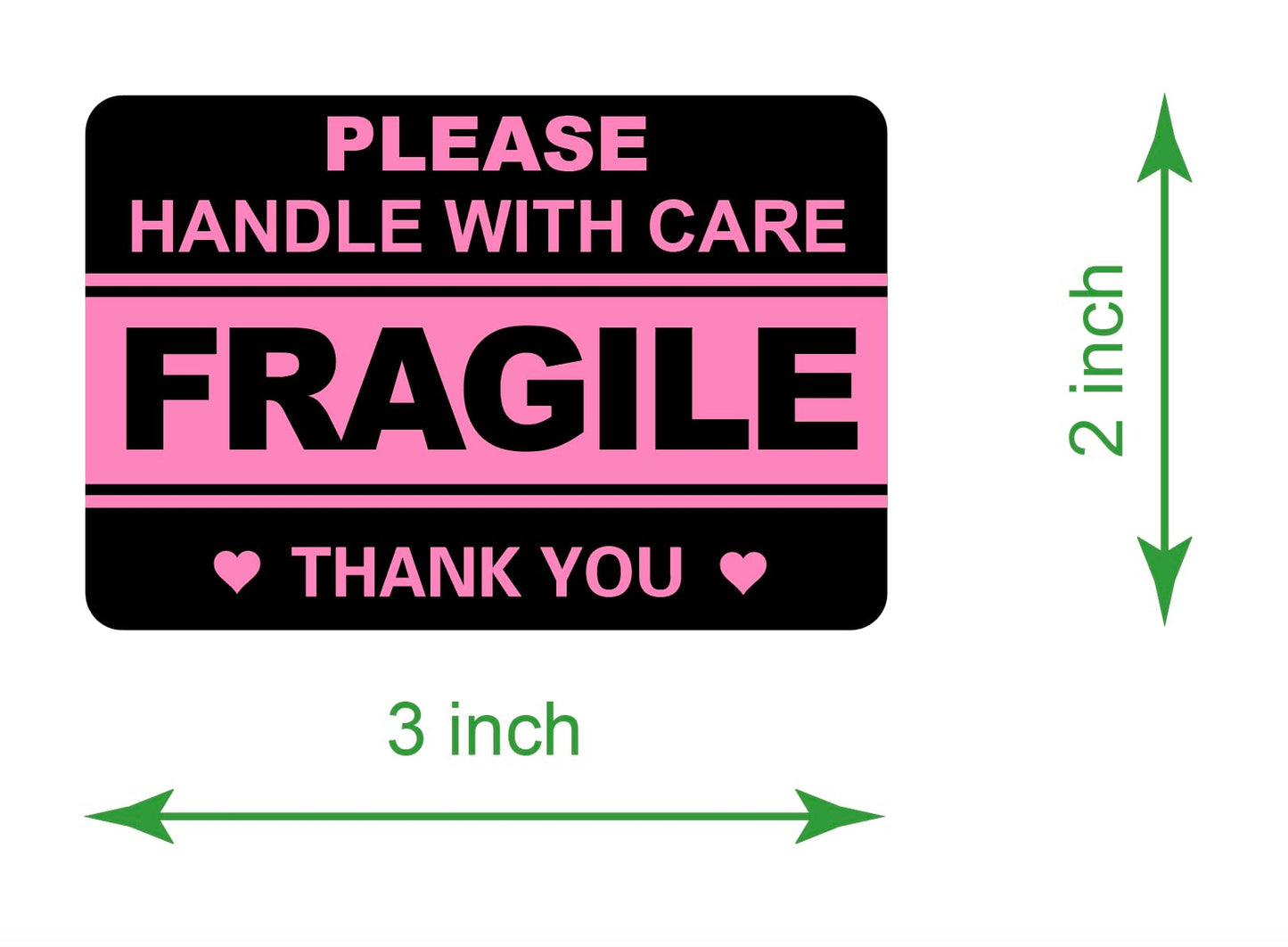 2"x3" 100 PCS Black Fragile Stickers Shipping Mailing Cartons Envelops Adhesive Labels