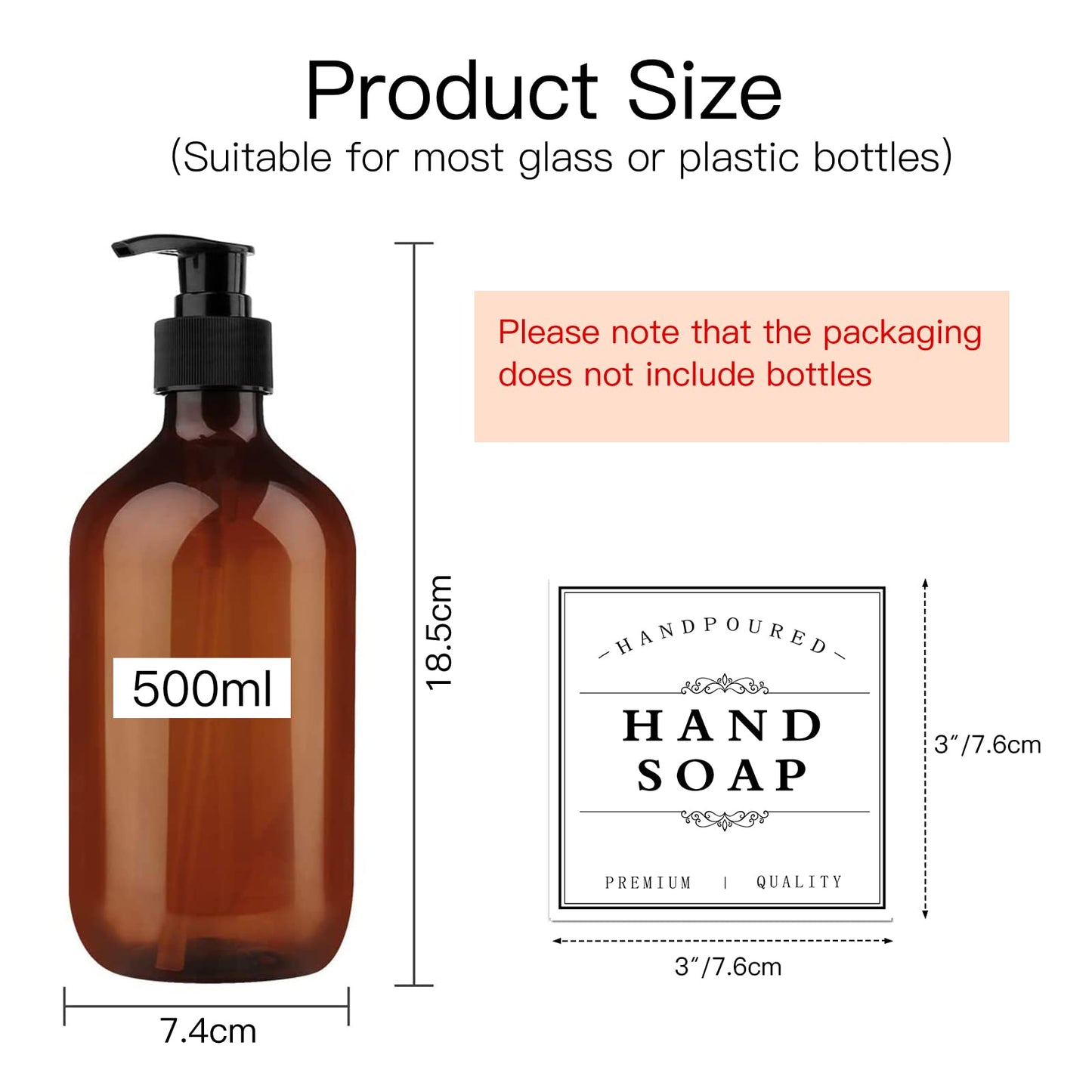TESWEY Bathroom Bottle Labels, Retro Style Container Labels for Glass or Plastic Bottles, Waterproof Labels for Hand Soap Shampoo Lotion Dispenser White
