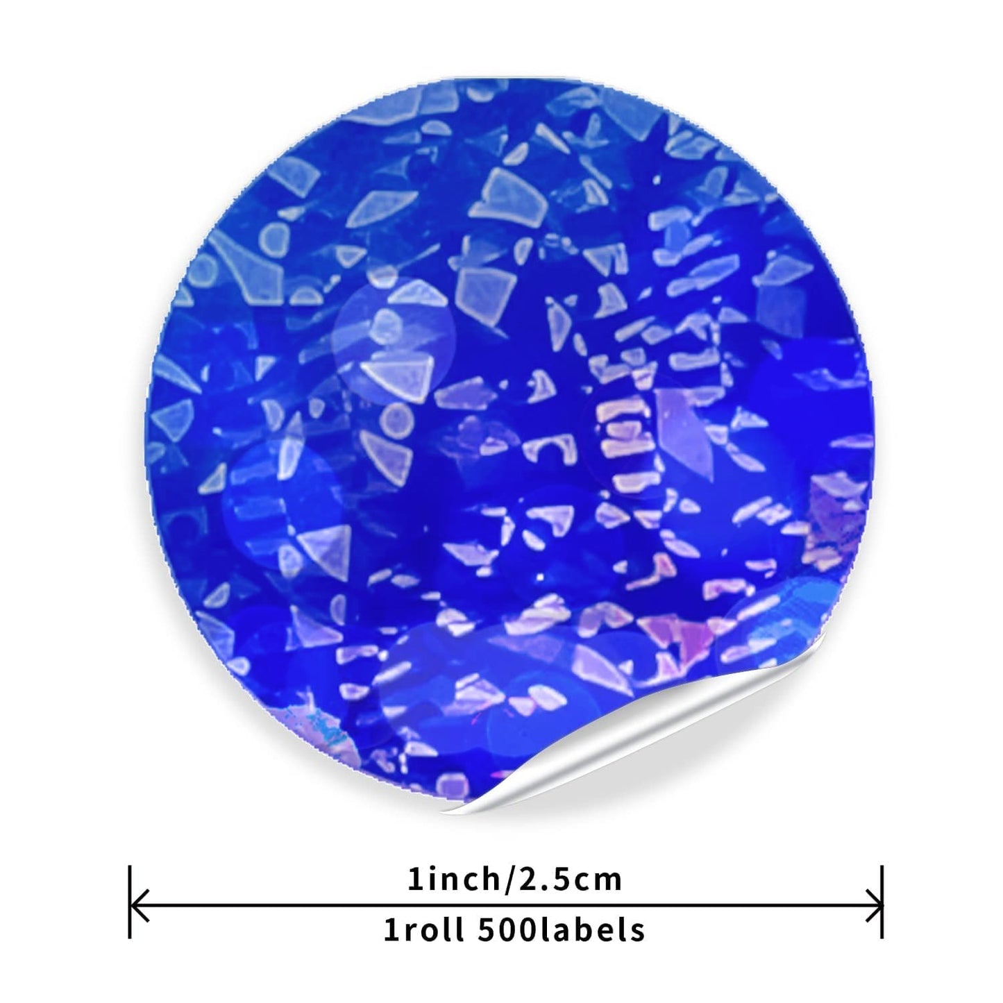 Round Stickers Blue 1 Inch Circle Labels Color Coding Glitter Sparkle Dot Sticker Waterproof Removable Roll of 500 PCS Glitter Blue