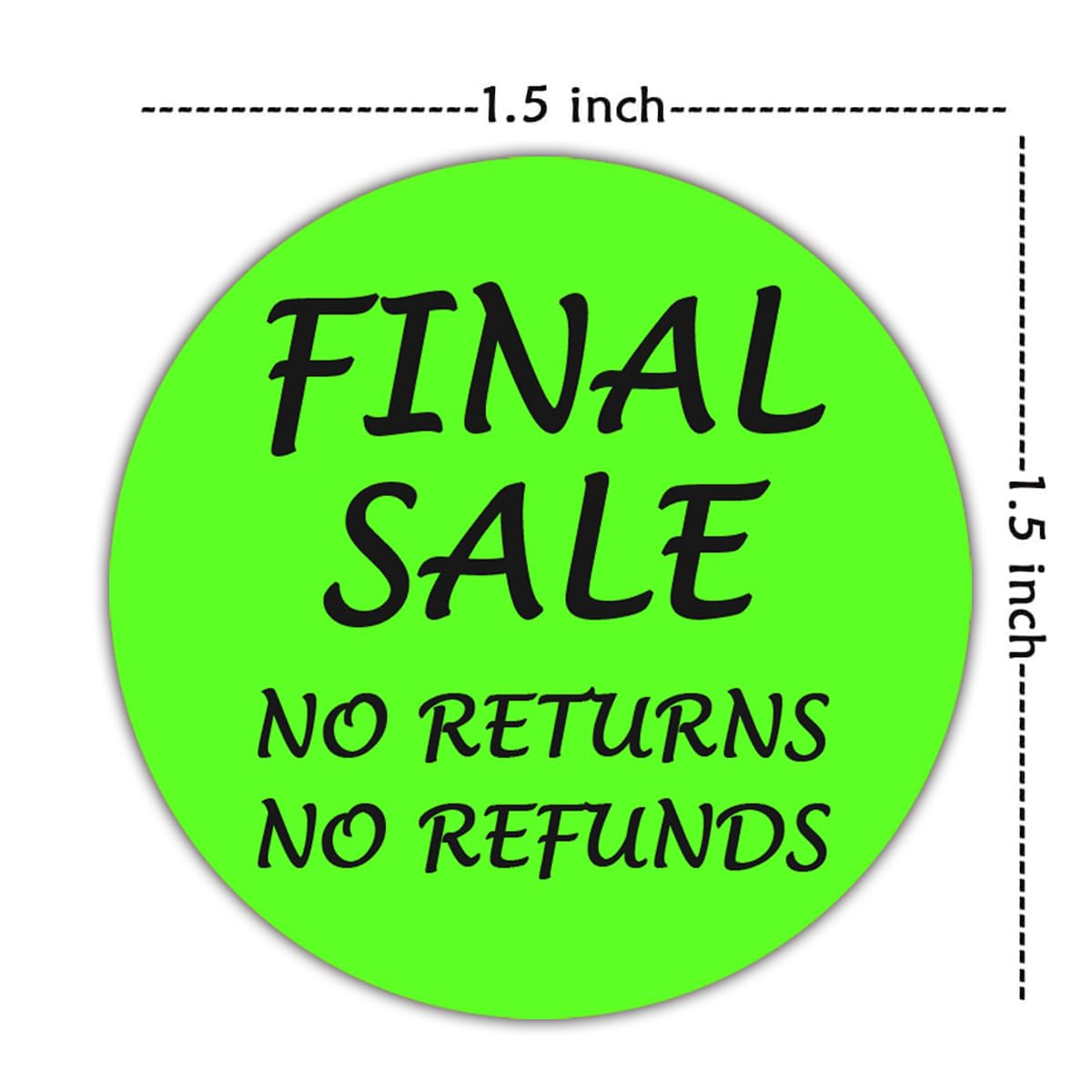 Top Label Final Sale Stickers, 1.5 Inch, 500 Pcs, Green, Paper or Plastic, Round